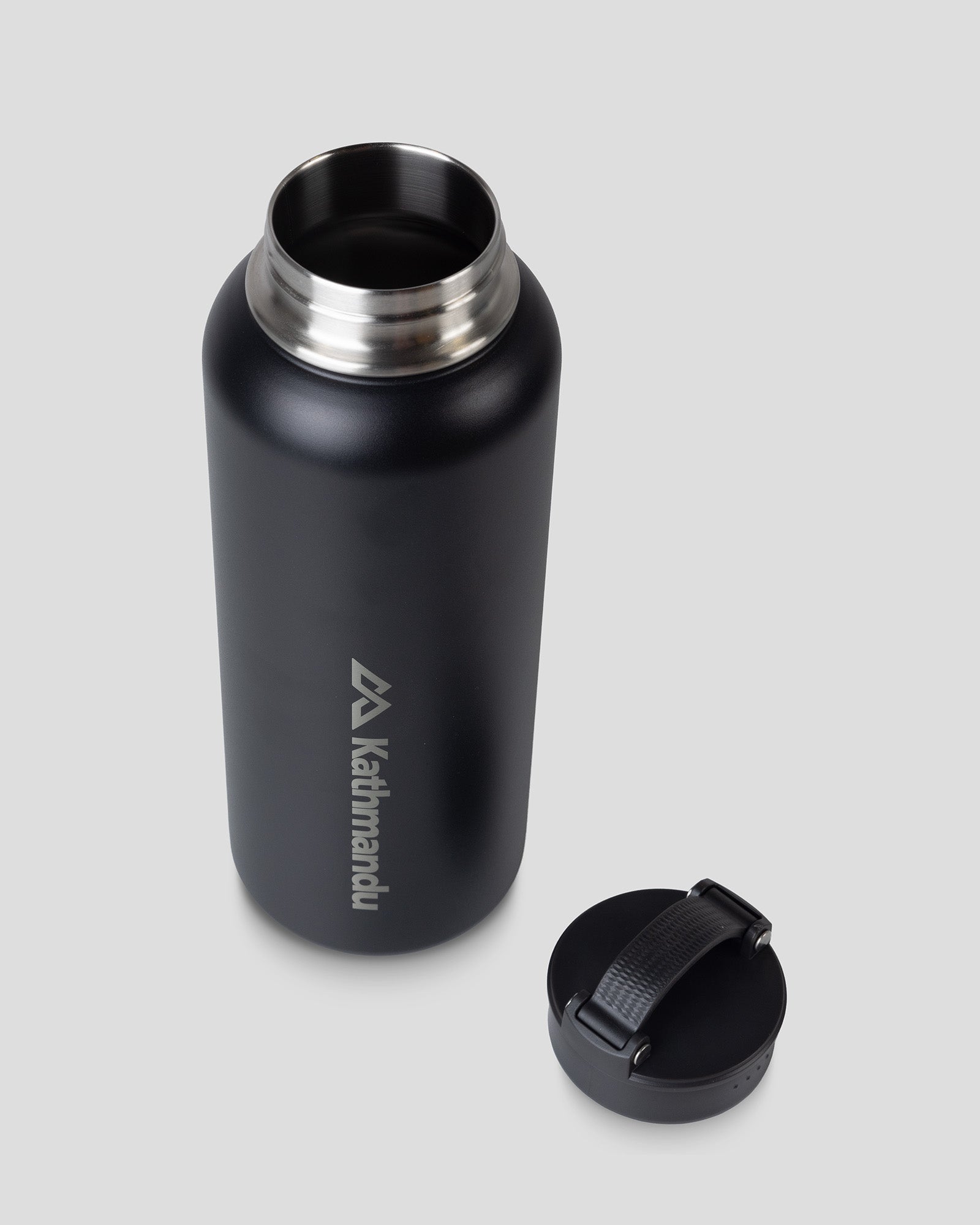 Premium Insulated 1.2L Water Bottle with Carry Handle - Black Stingray Design | Leakproof Stainless Steel Thermos for Hiking, Gym & Outdoor Activities