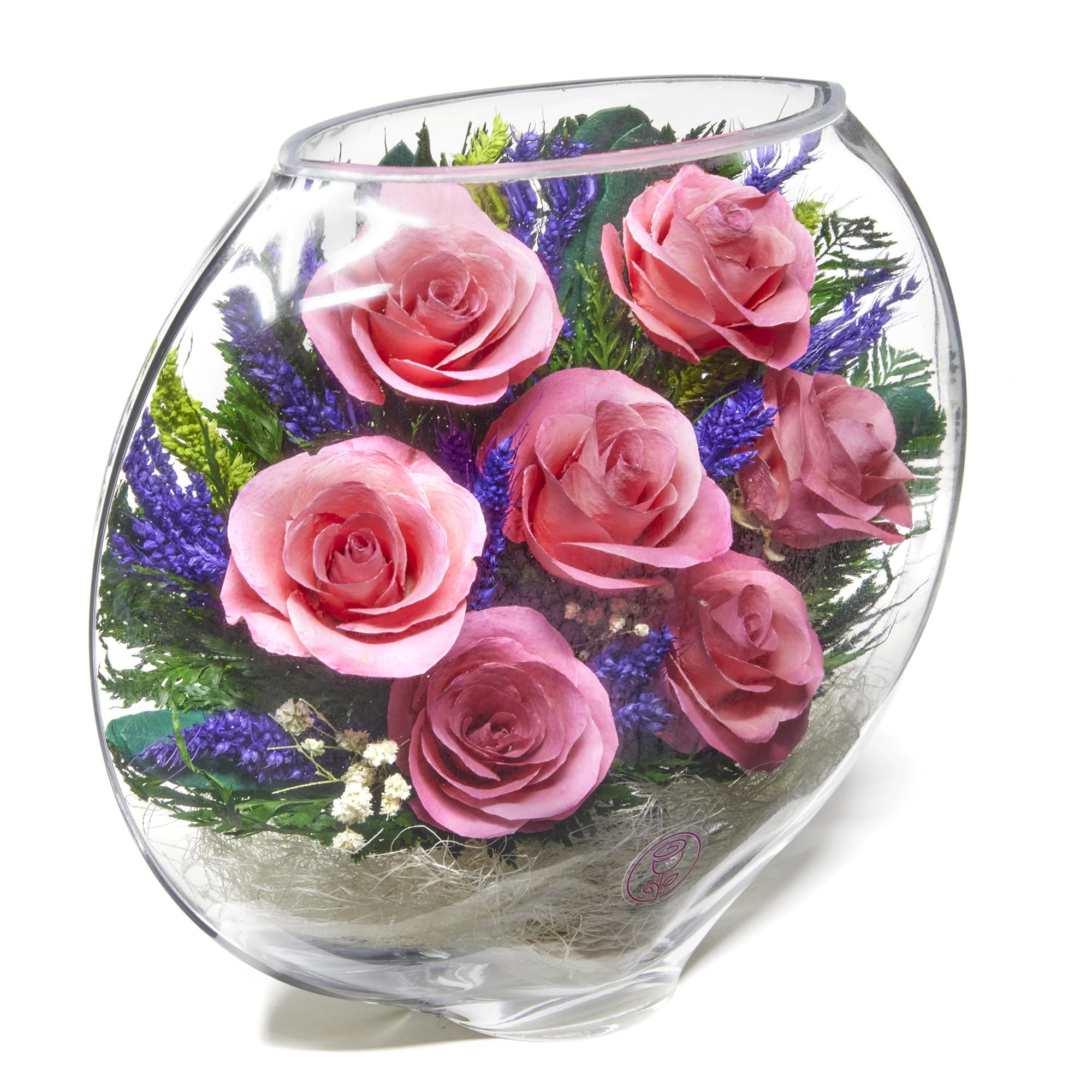 Long-Lasting Preserved Roses in Glass Vase - Fresh Cut Flowers That Stay Beautiful for 5+ Years | Waterless, Allergy-Free Bouquet | Perfect Romantic Gift for Anniversary, Valentine's Day & Home Decor (Serenade Pink)