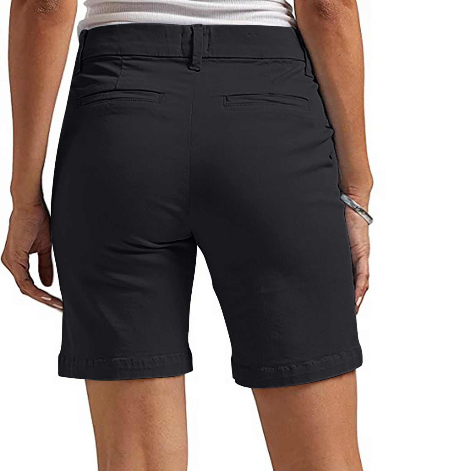 Y2K Stretchy Women's High Waisted Bermuda Shorts - Summer Casual Wear