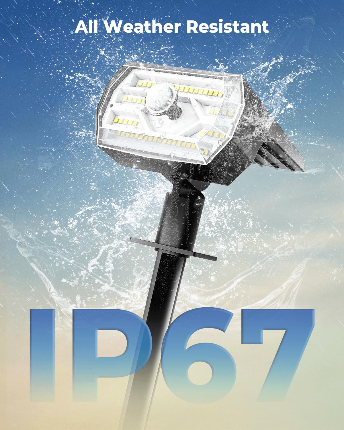 60 LED Solar Spot Lights Outdoor 2 Pack - IP67 Waterproof Solar Motion Sensor Lights with 3 Modes & Optical Lenses - Auto On/Off Solar Security Lights for Yard, Garden, Lawn, Pathway, Deck & Patio Lighting