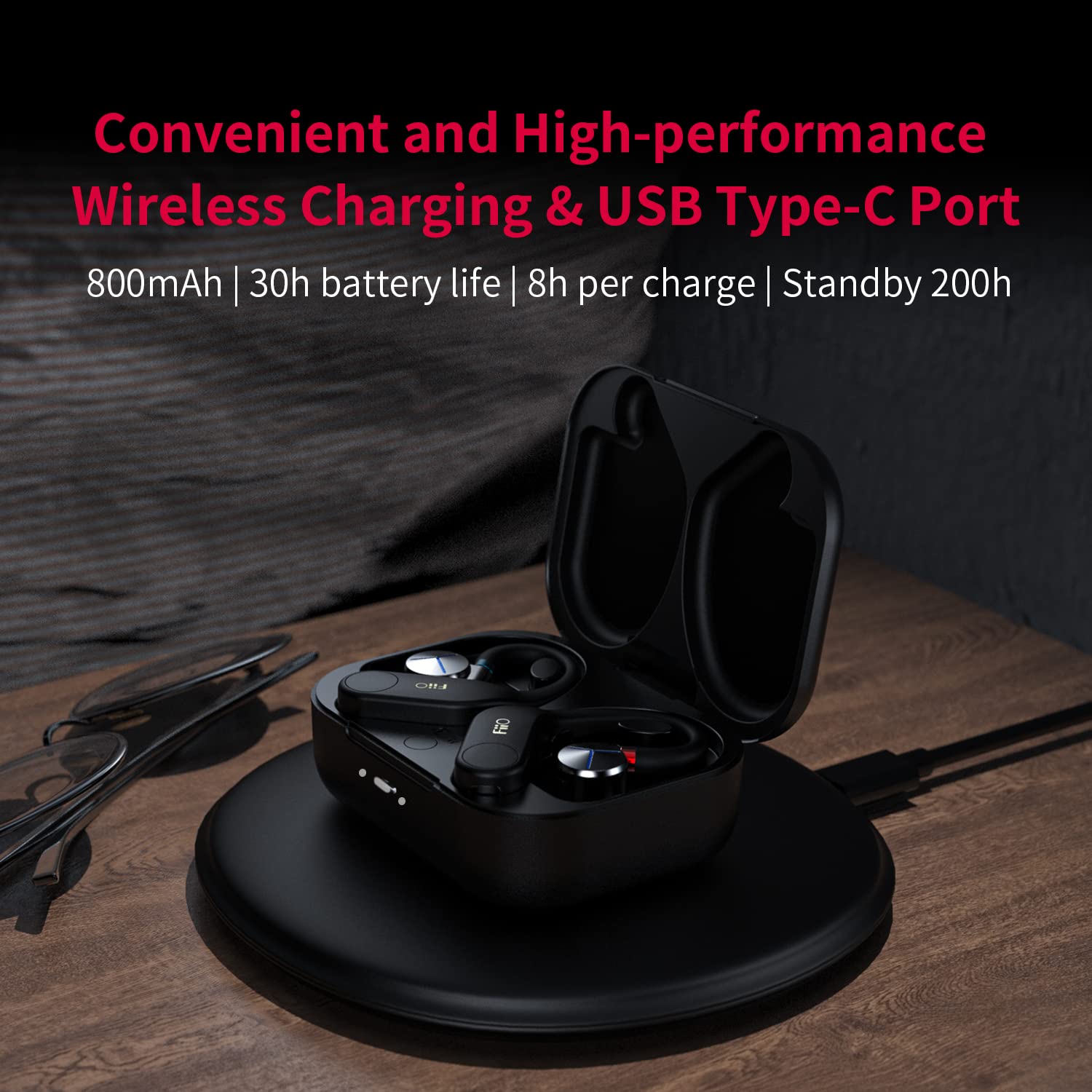 FiiO UTWS5 Hi-Res Wireless Bluetooth 5.2 Ear Hook Amplifier - 96kHz/24bit Audio, 30hr Battery Life, IPX4 Waterproof, 0.78mm 2-Pin Connector - Perfect for Gym, Running & Travel