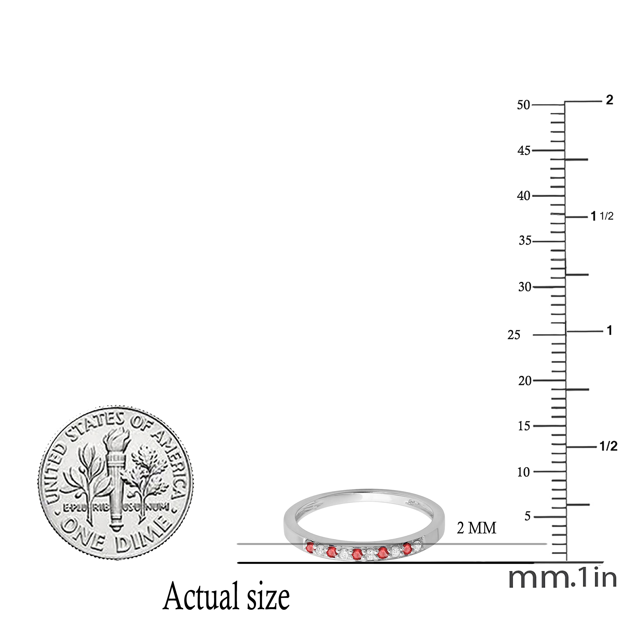 10K Solid Gold Round Ruby & White Diamond Women's Anniversary Wedding Band - Stackable Ring for Bridal, Engagement, or Gift - Dazzlingrock Collection