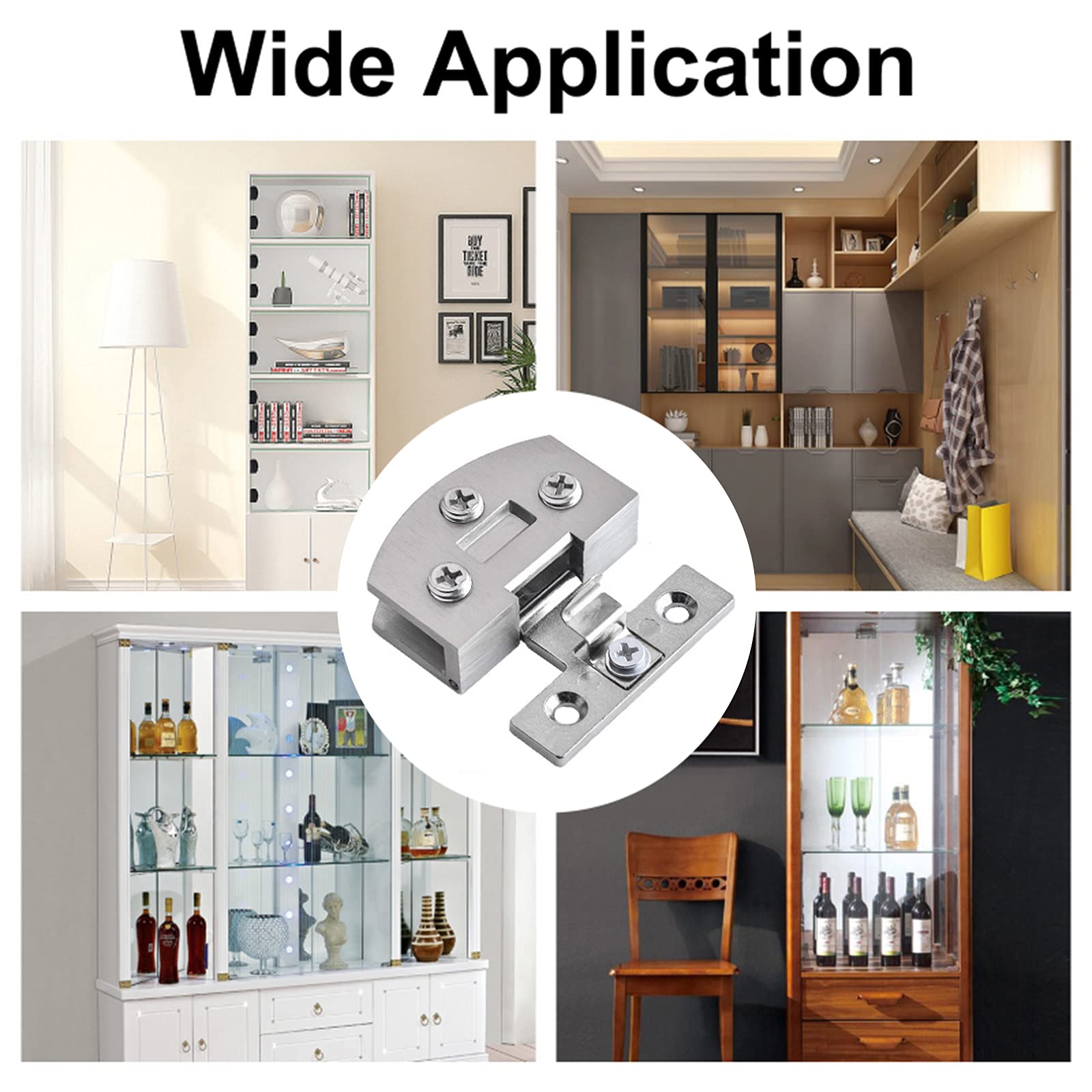 Adjustable Zinc Alloy Glass Door Hinge - 2Pcs Side-Mount Pivot Hinges for 5-7mm Frameless Cabinet Doors - 90 Degree Clip Hinge Replacement with Brushed Finish - Perfect for Kitchen Cabinets, Bathroom Vanities & Glass Shower Doors