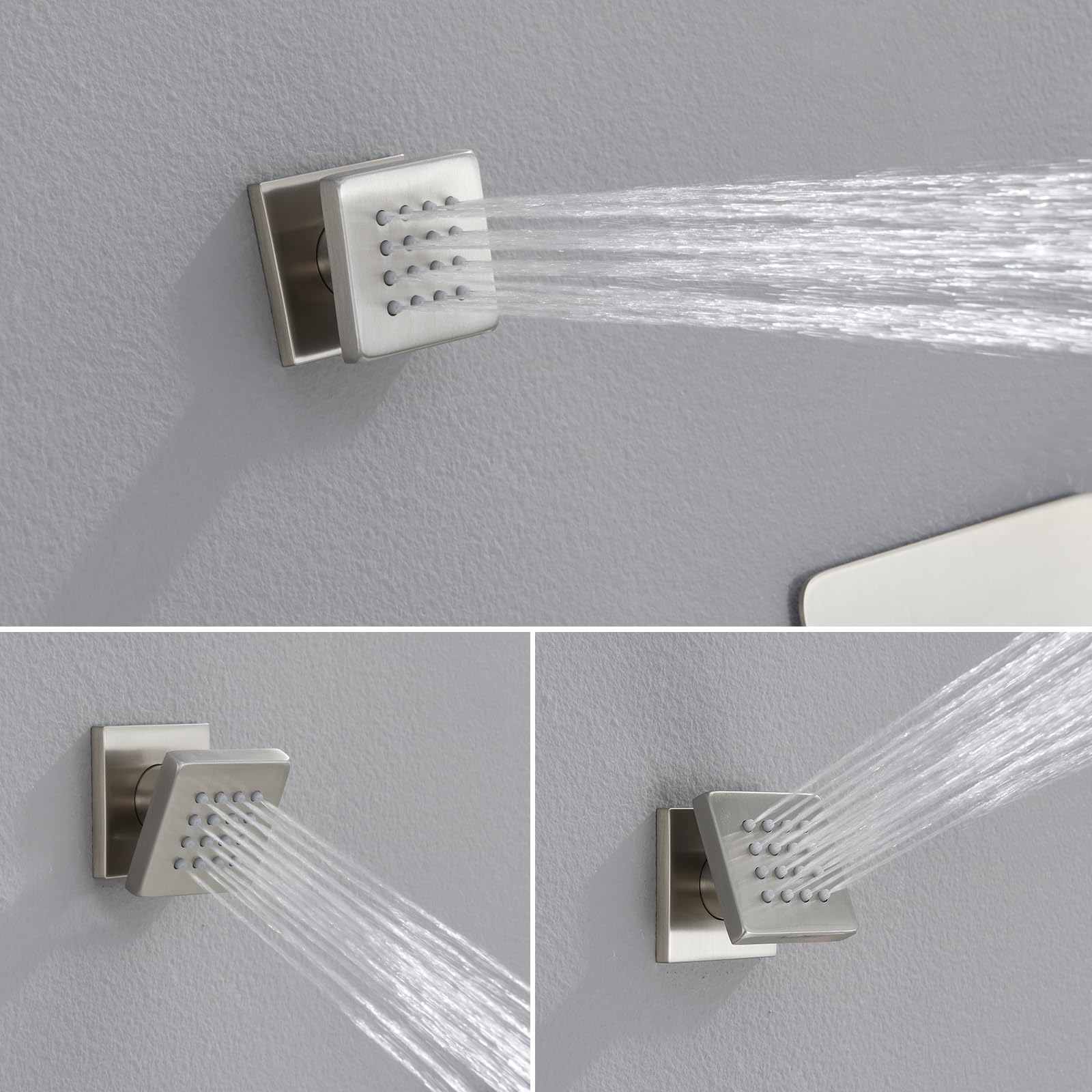 12 Inch Rain Shower System with Body Jets - Powerful Rainfall Shower Head & Handheld Spray - Brushed Nickel Concealed Shower Faucet Set - Perfect for Spa-Like Bathroom Experience & Luxury Home Renovation