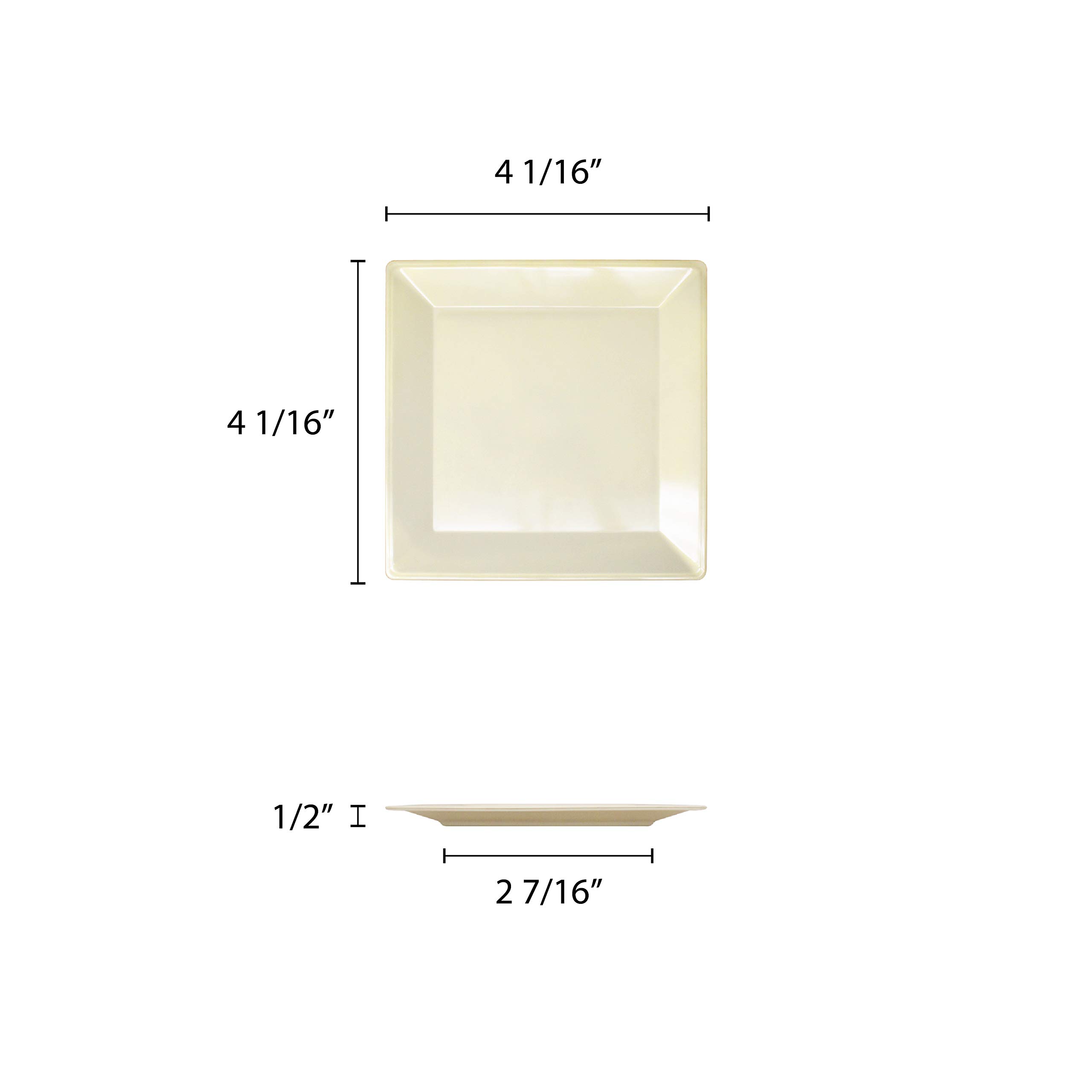 Thunder Group Passion Pearl Melamine Dinnerware 4-Inch Square Plate - Durable & Stylish for Outdoor Dining, Picnics, and Party Serving