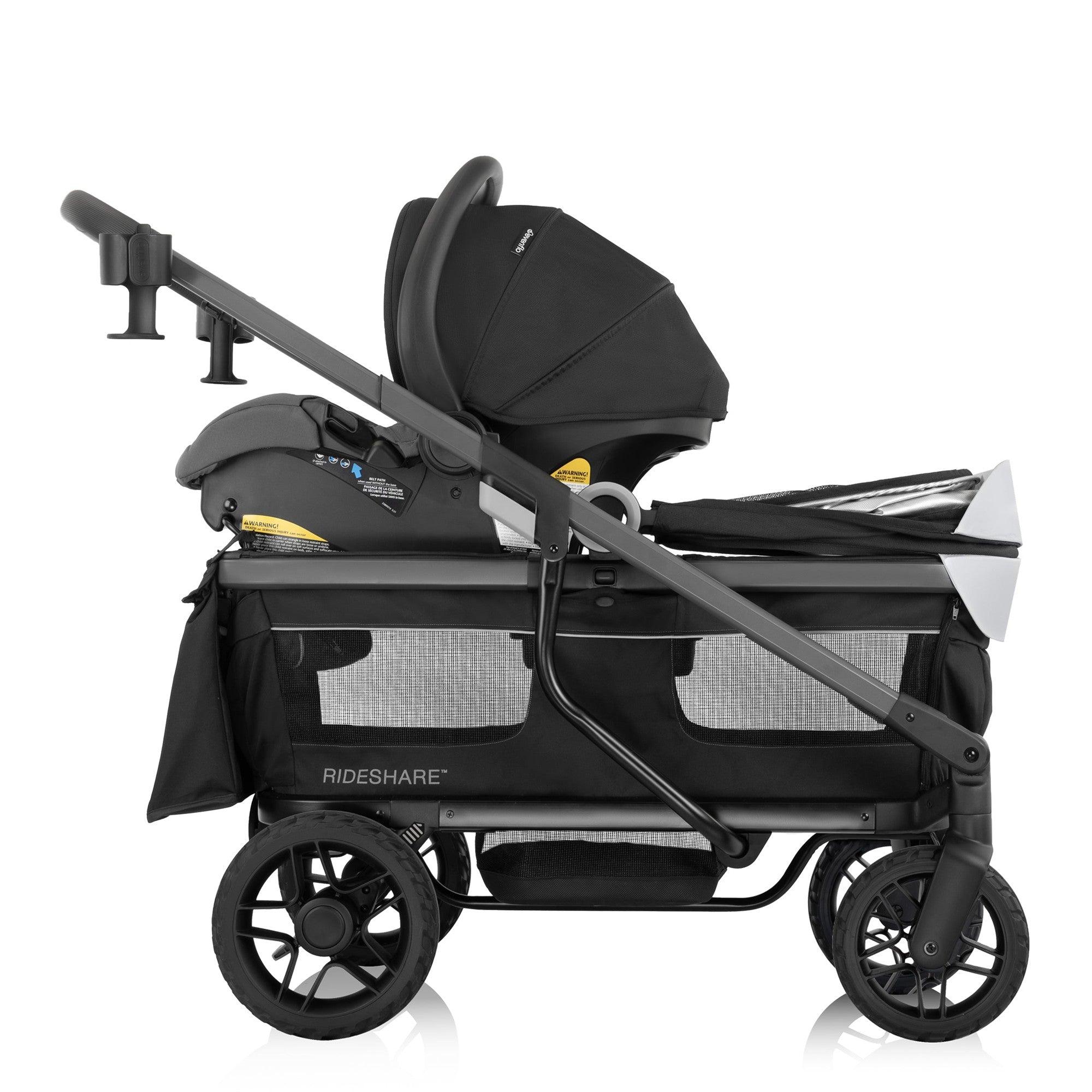 Evenflo Shyft Rideshare All-Terrain Stroller Wagon - Lightweight Foldable Baby Stroller with Canopy & Storage | Perfect for Park Outings, Beach Trips, and Family Adventures
