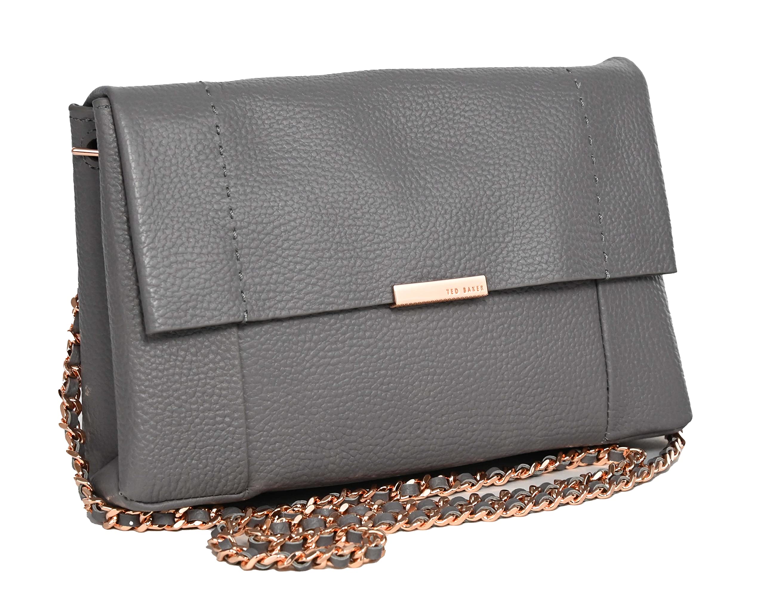 Ted Baker Parson Genuine Leather Crossbody Shoulder Bag for Women - Stylish Gray Purse for Work, Travel & Everyday Use