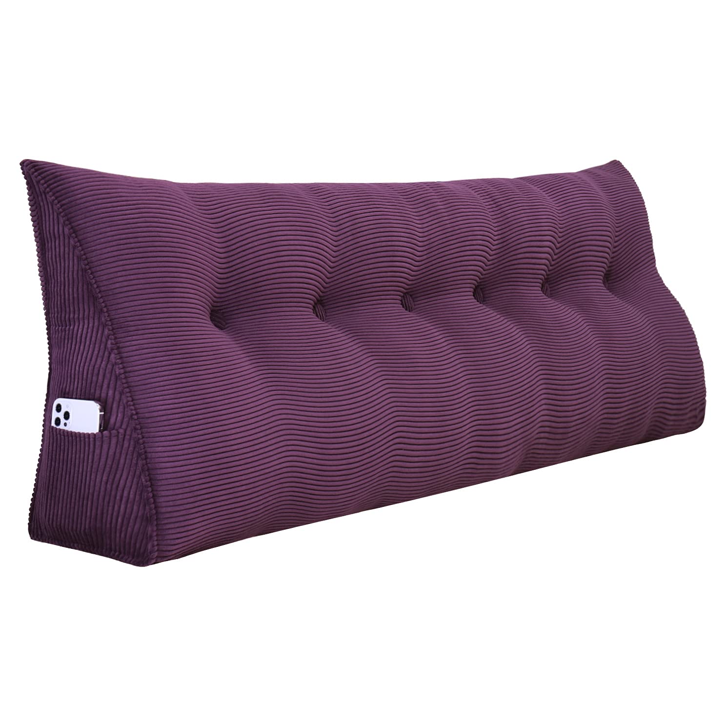 VERCART Large Reading Pillow - 70x8x20 Inch Purple Ergonomic Bed Wedge with Removable Cover | Back Support Cushion for Sitting in Bed, Reading, Watching TV & Relaxing | Triangular Headrest Pillow for Sofa, Floor & Bed Rest