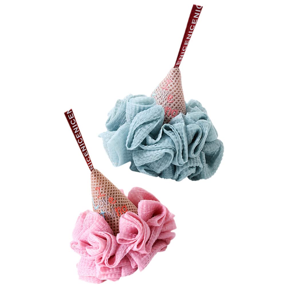 iplusmile 2-Pack Soft Exfoliating Loofah Sponge Balls - Ice Cream Shaped Bath & Body Scrubber for Gentle Skin Cleansing - Perfect Shower Accessories for Spa Day or Daily Skincare Routine