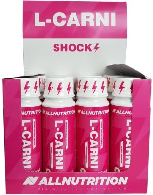 Allnutrition L Carni Shock - 12 x 80ml Liquid Carnitine Supplement for Energy & Fat Burn - Pre Workout & Weight Loss Support