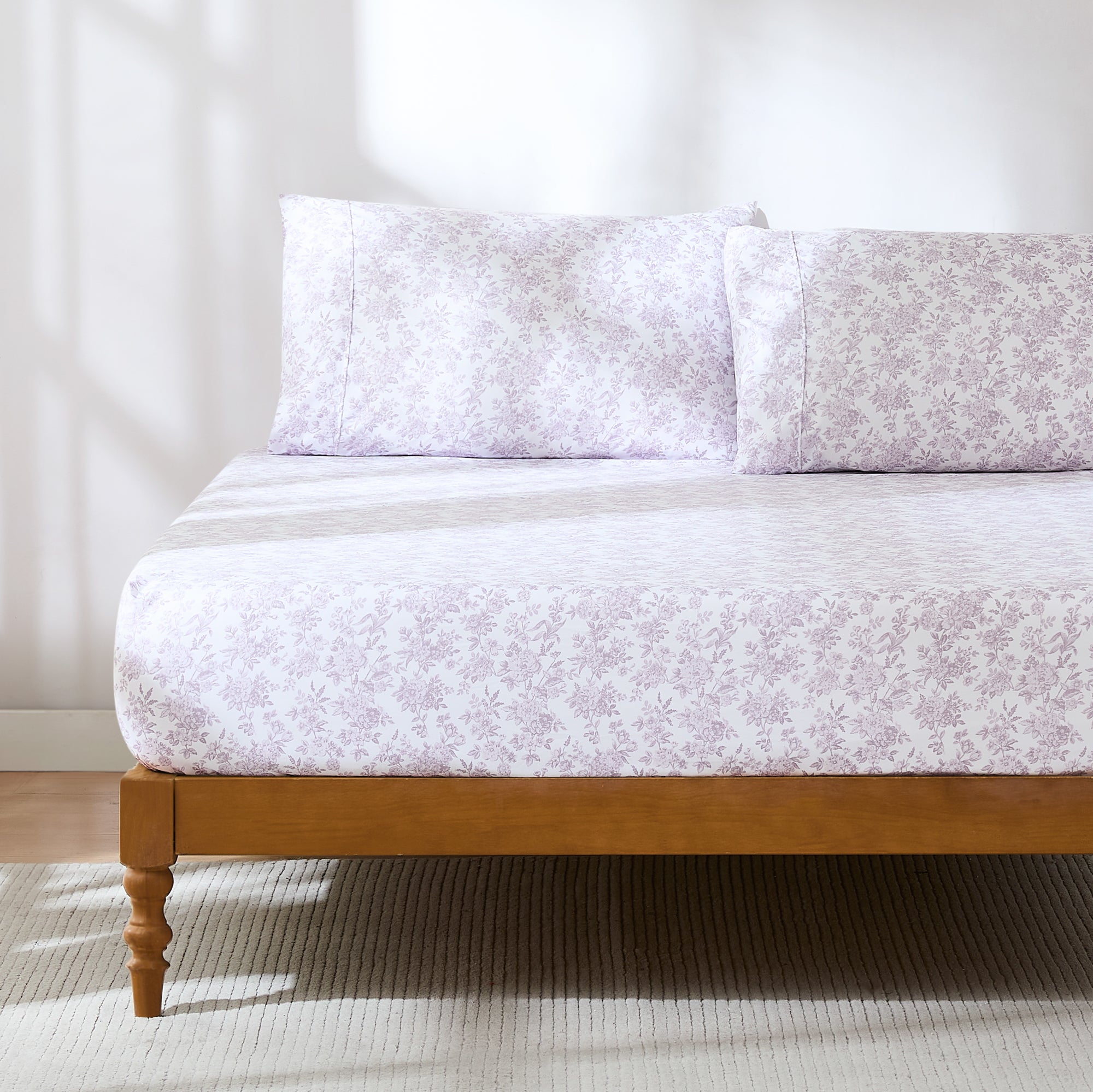 Premium Peony Floral Toile Sheet Set - 100% Cotton Luxury Bedding for Master Bedroom & Guest Room - Soft Breathable Sheets for All Seasons