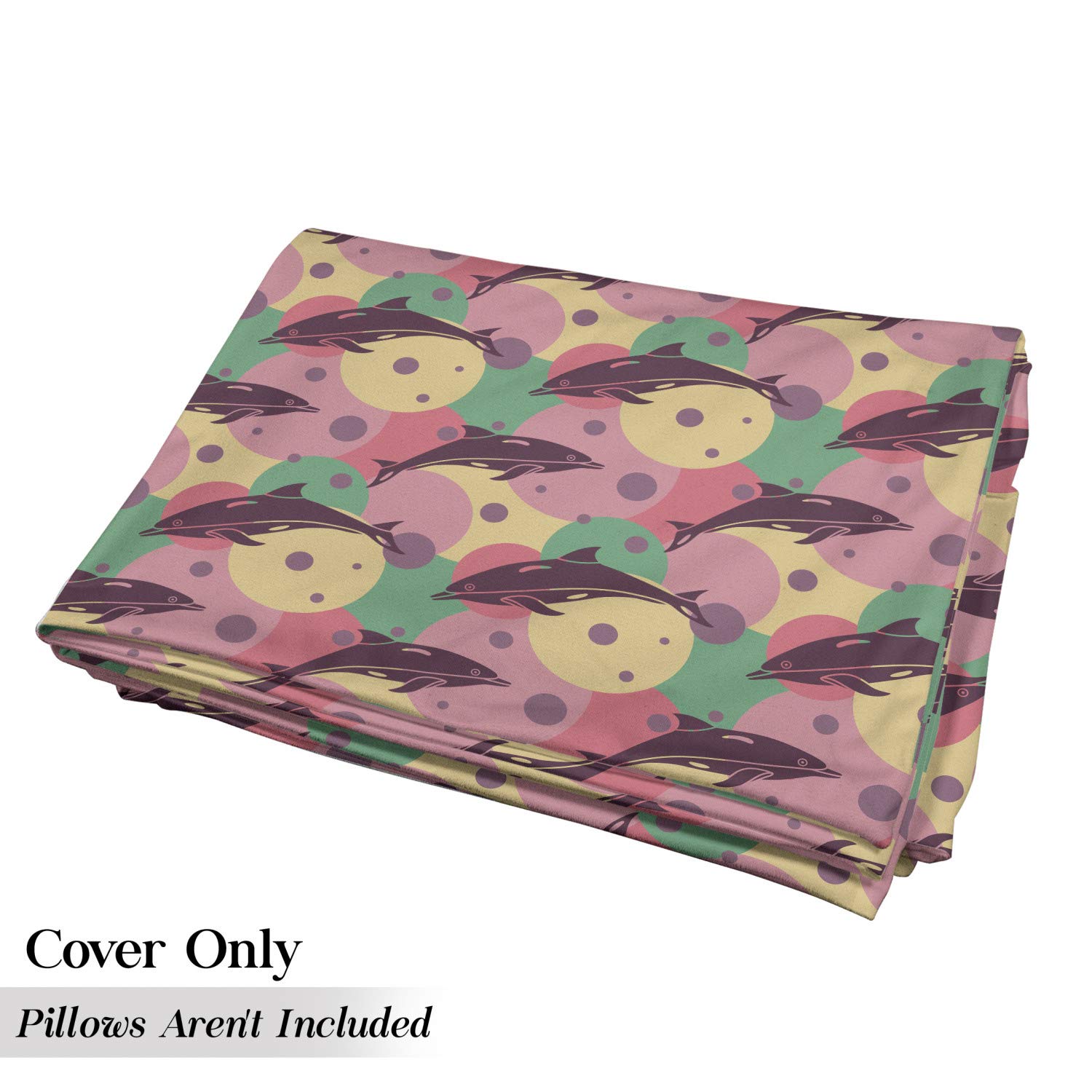 Ambesonne Waterproof Floor Pillow Cover - Dolphin & Ocean Bubbles Design, 88