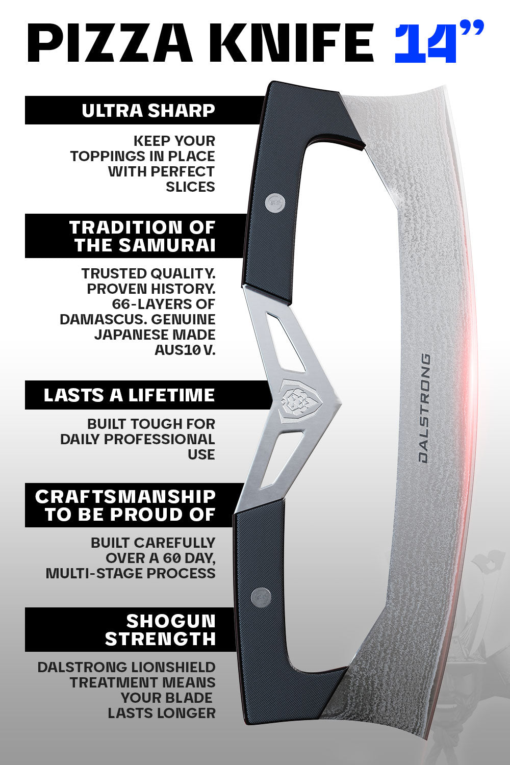 Dalstrong Shogun Series Elite Limited Edition 14-inch Pizza Knife - Two-Handed Blade with Wall Mount Display - Perfect for Professional Chefs & Home Pizza Enthusiasts