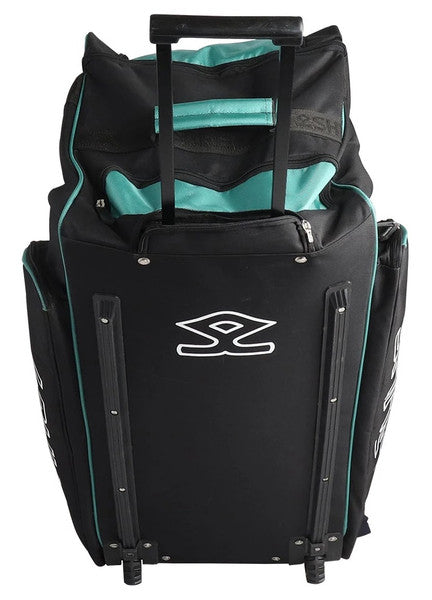 Shrey Match Wheelie Bag - Black & Green Rolling Luggage for Travel & Business Trips - Durable Spinner Suitcase with Smooth Wheels
