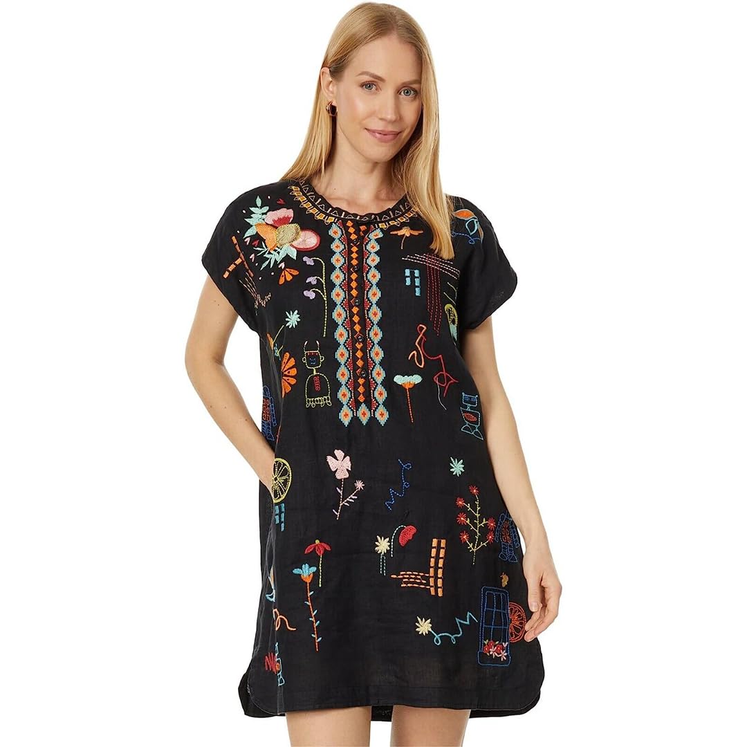 Johnny Was Women's Linen Shift Dress - Flowy Summer Casual Dress for Beach, Vacation & Boho Style Outfits