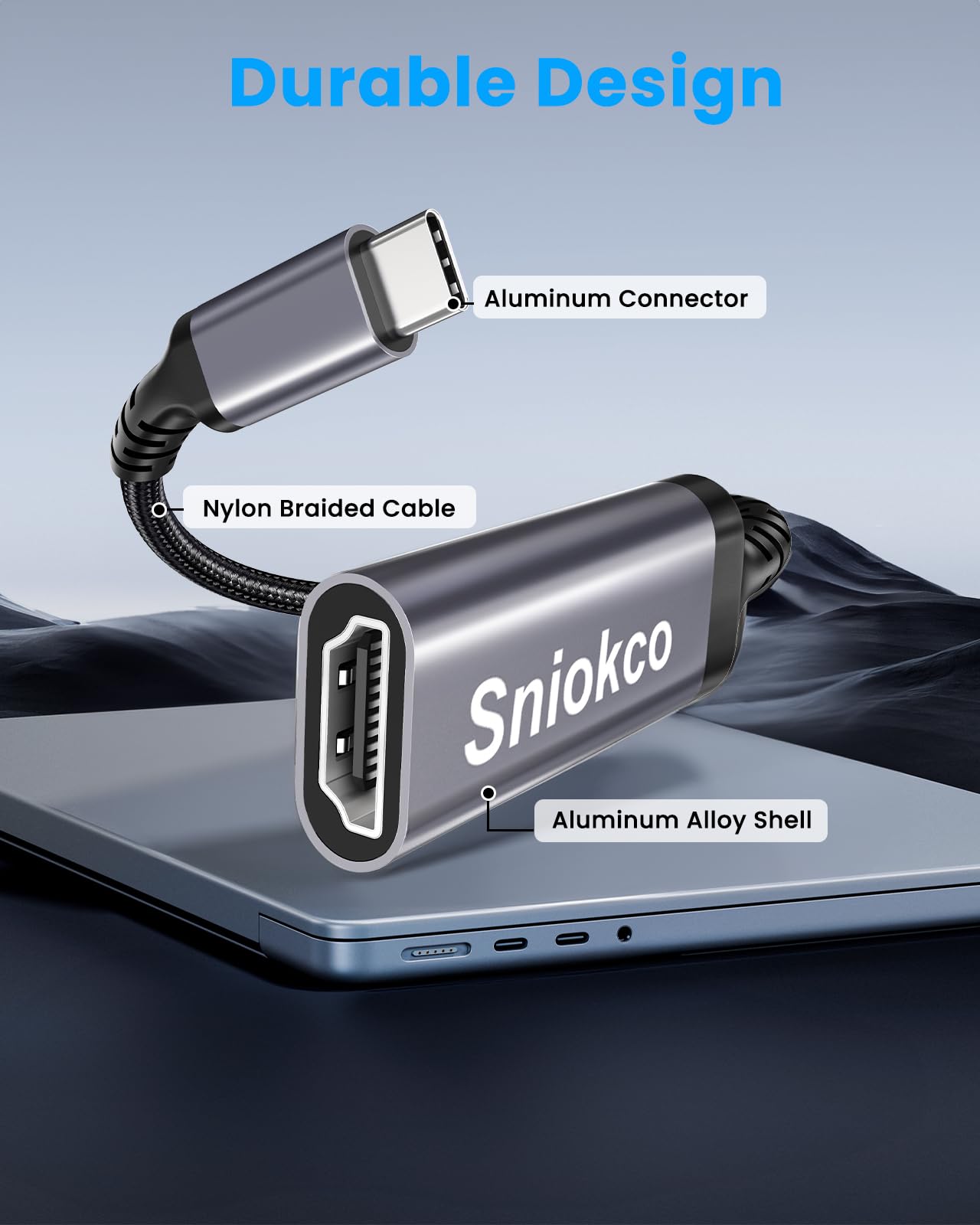 Sniokco USB C to HDMI Adapter 4K 60Hz - High Speed Thunderbolt 3/4 Compatible - Type C to HDMI Converter for MacBook Pro/Air, iPad Pro, iPhone 16/15 Pro Max, iMac, Galaxy S, XPS, Surface Book 3 - Perfect for Home Theater, Office Presentations & Gaming