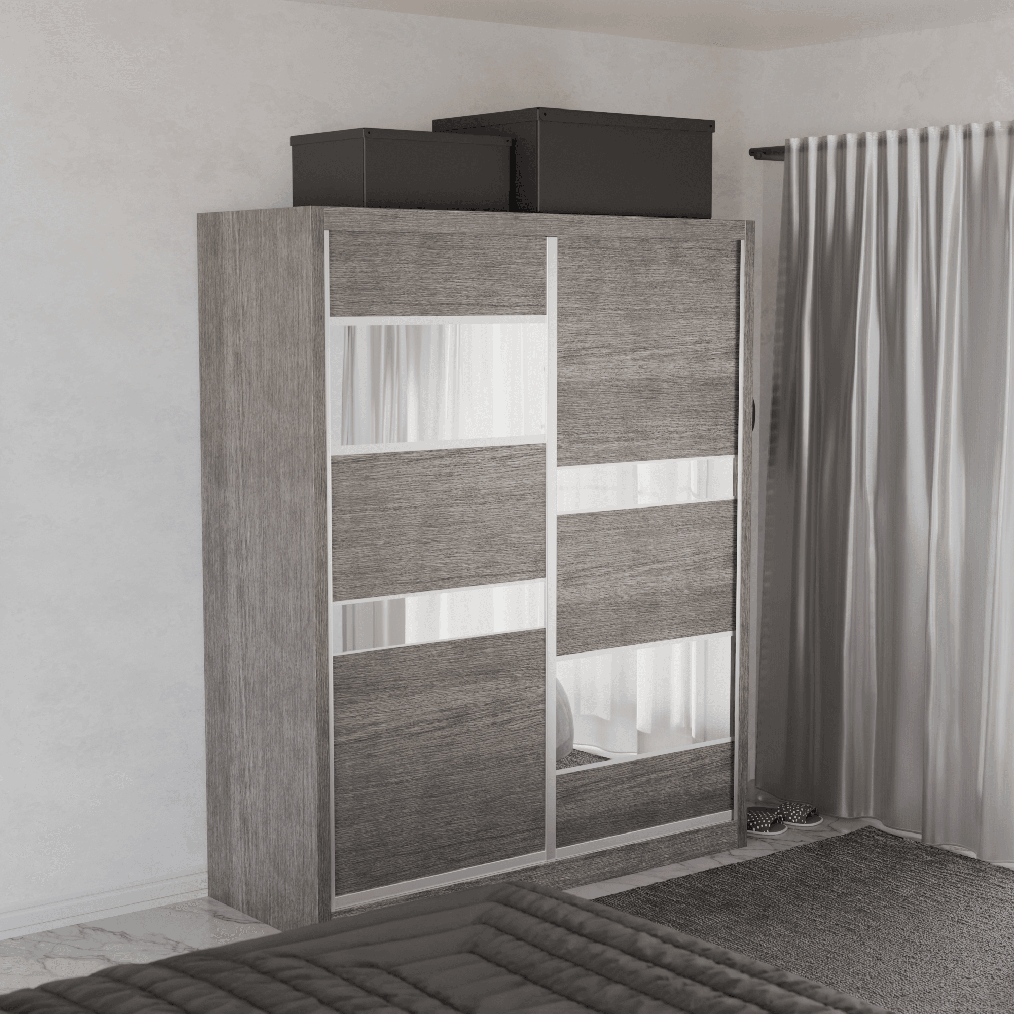 Micasa Modular Wardrobe W05 - Customizable Closet Organizer System with Sliding Doors & Shelves for Bedroom, Walk-in Closet, and Dorm Room Storage Solutions