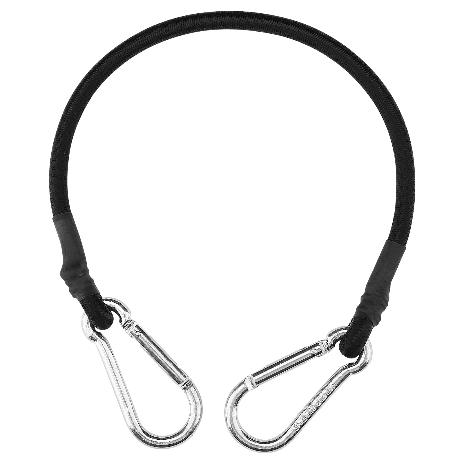18 Inch Heavy Duty Black Bungee Cords with Carabiner Hooks - 2 Pack Elastic Straps for Camping, Truck Tie Downs, Cargo Securing & Outdoor Gear