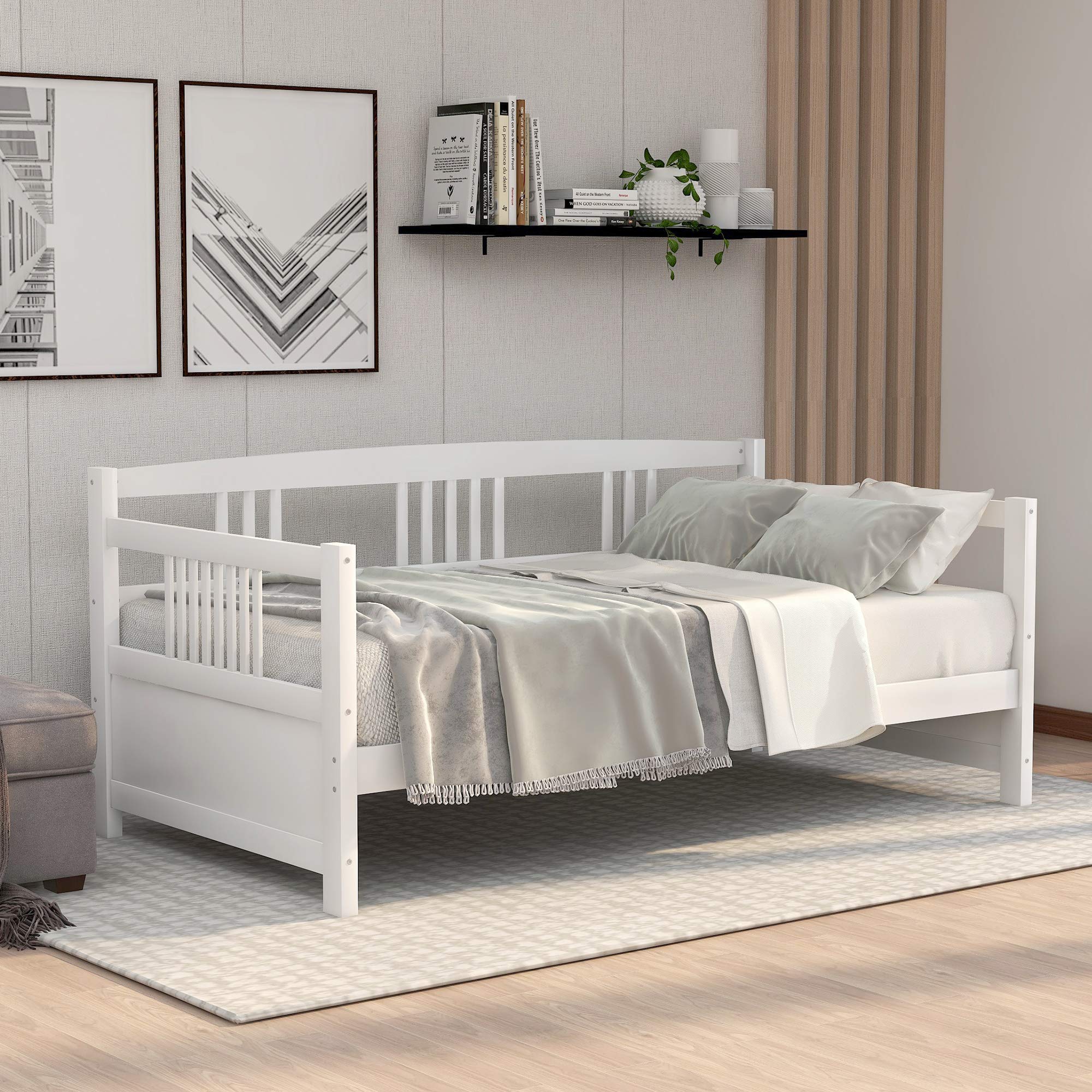 Merax Twin Size Wood Daybed Frame - Multifunctional Sofa Bed for Kids, Teens & Adults, No Box Spring Needed - Perfect for Guest Rooms, Dormitories & Small Spaces