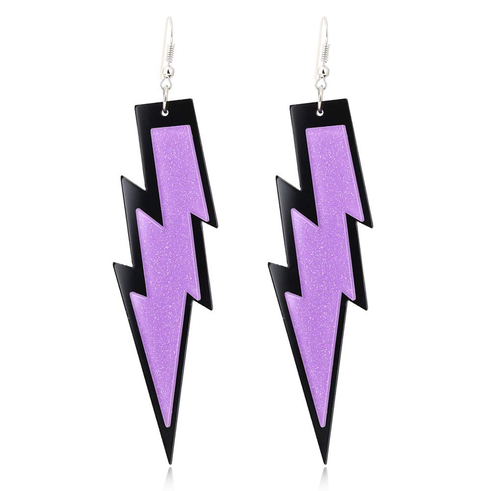 Vibrant Multi-Color Acrylic Lightning Bolt Dangle Earrings for Women - Trendy Exaggerated Statement Jewelry for Parties, Concerts & Festival Outfits