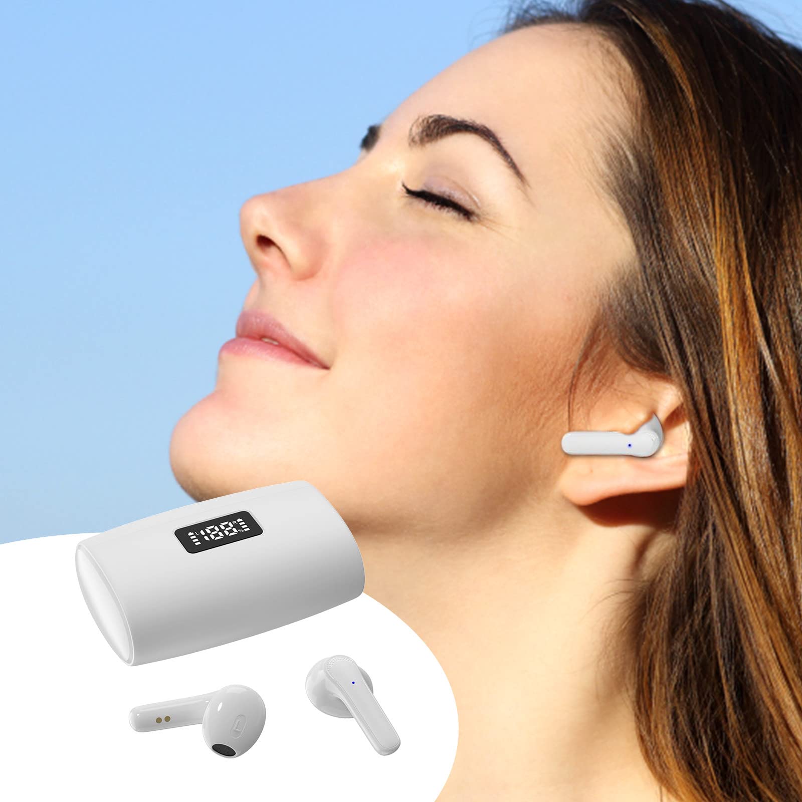 Wireless Bluetooth Earbuds with Microphone - LED Power Display, Touch Control, Noise Cancelling for Running, Gym, Work & Travel | Sports Headphones for iPhone & Android