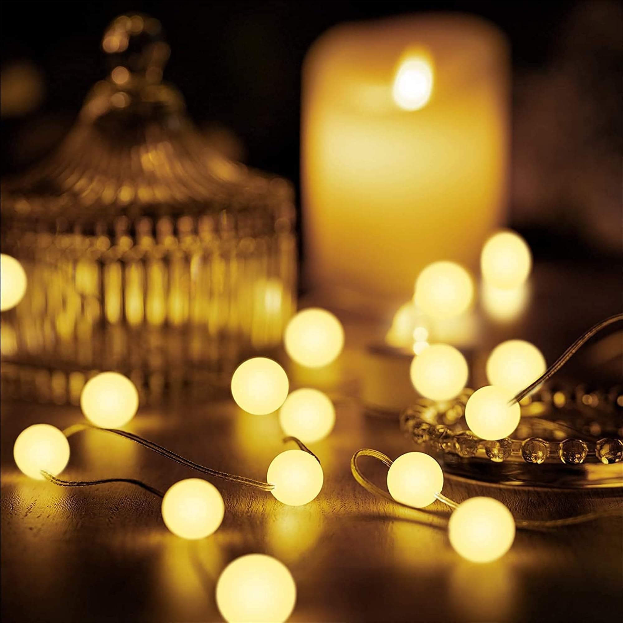 Hiboom 10 Ft 30 LED Globe Ball String Lights - 8 Lighting Modes with Remote & Timer, Battery Operated Fairy Lights for Indoor Outdoor Decor - Perfect for Bedroom, Wedding, Patio, Garden Party & Holiday Decorations