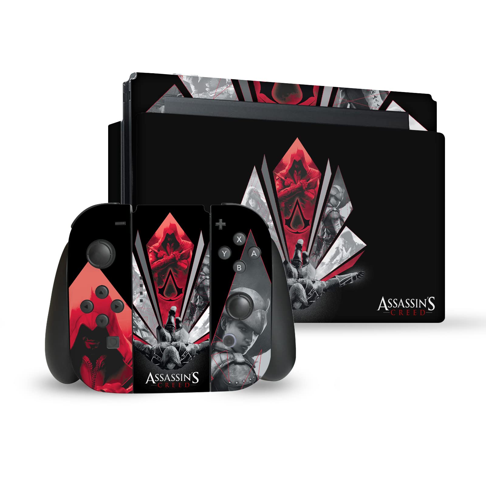 Officially Licensed Assassin's Creed Leap of Faith Vinyl Skin Decal Set for Nintendo Switch - Console, Dock & Joy-Con Controller Bundle | Gaming Accessories for Switch Fans & Collectors