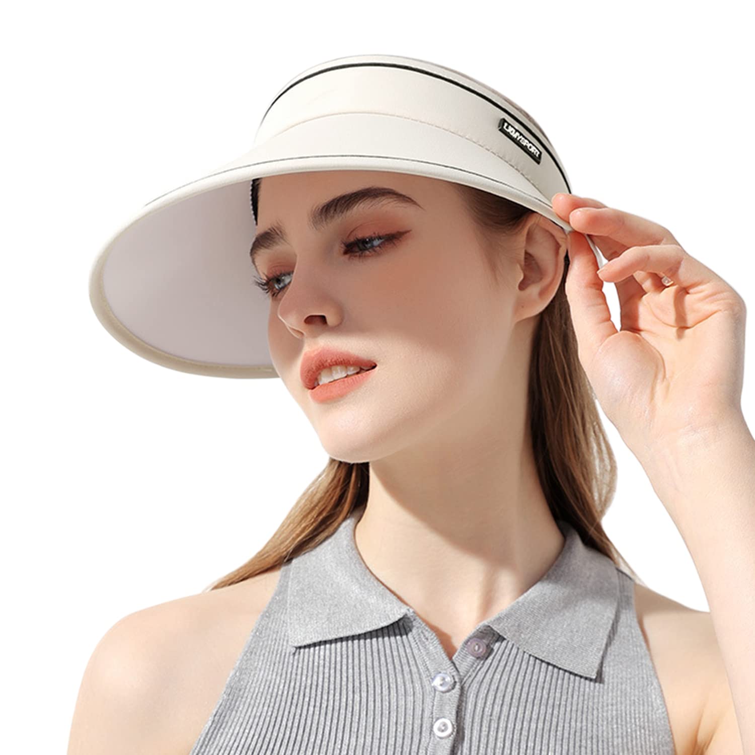 AUXFRE Women's Wide Brim Sun Visor Hat - Adjustable Summer Beach Visor for Golf, Tennis & Outdoor Sports | UV Protection for Gardening, Running & Travel