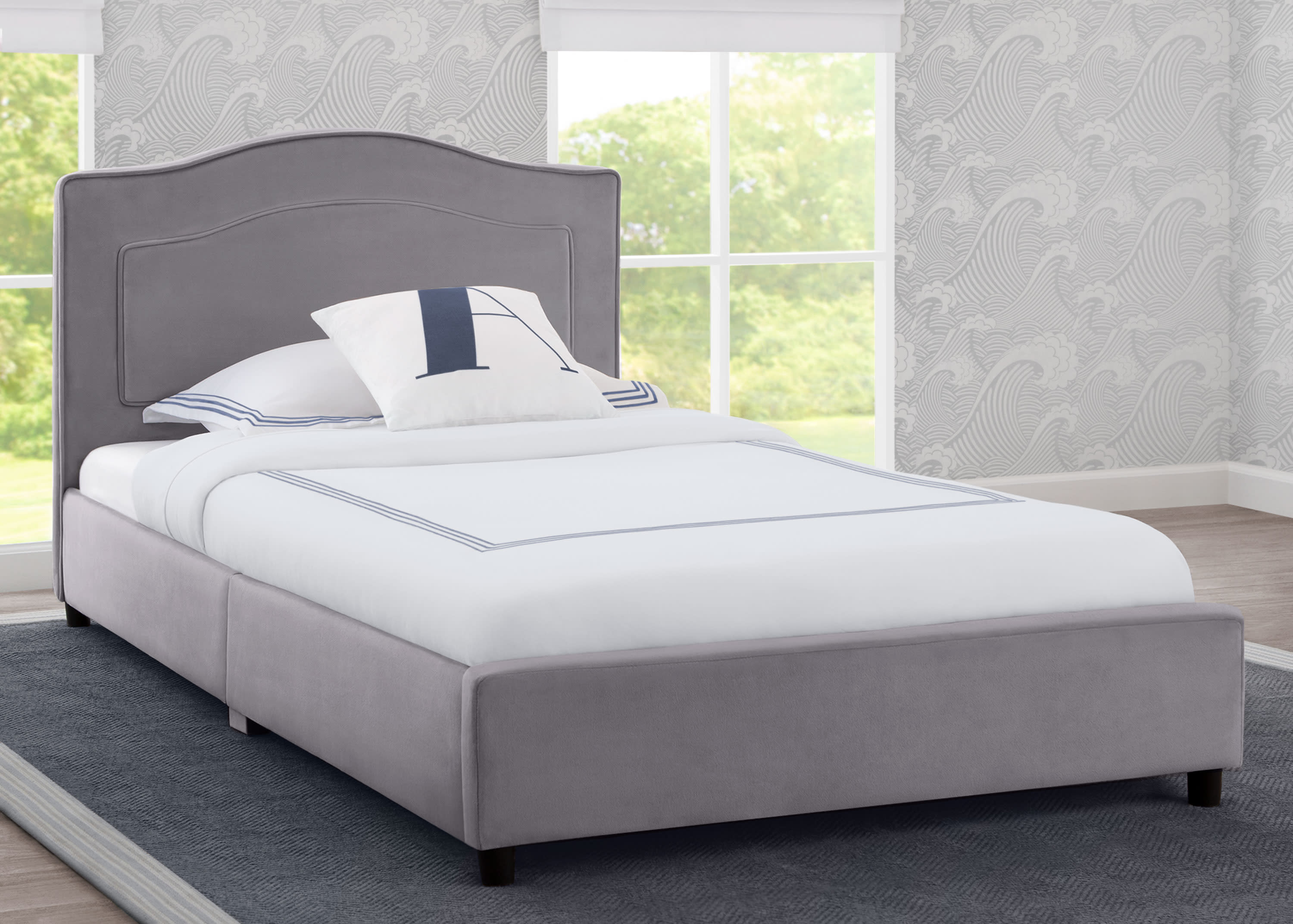 Upholstered Twin Bed Frame with Wooden Legs - Soft Fabric Upholstery for Kids, Teens & Guest Rooms - Perfect for Bedrooms, Dorms & Small Spaces