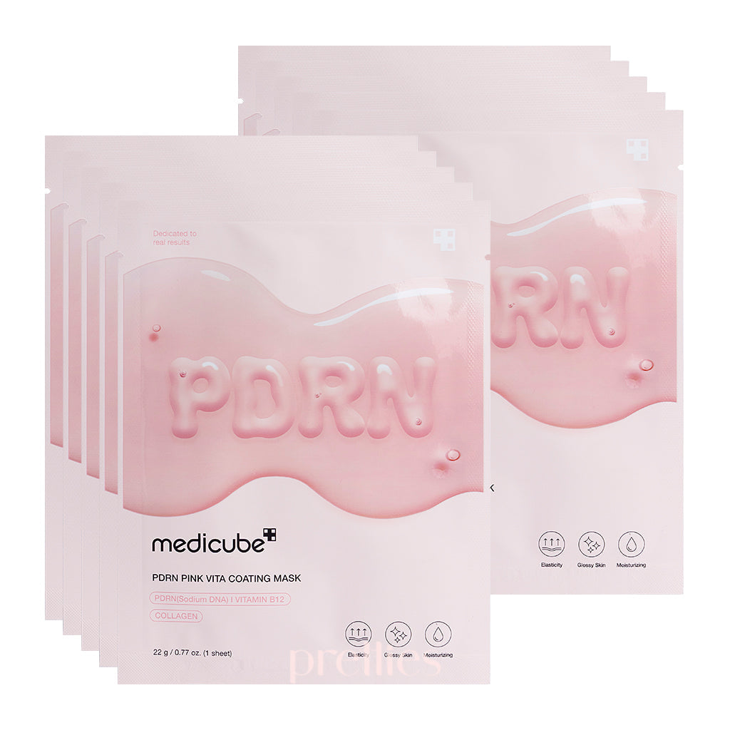 Medicube PDRN Pink Vita Coating Mask 10-Pack | Hydrating & Brightening Sheet Mask for Glowing Skin | Perfect for Skincare Routine & Spa Days