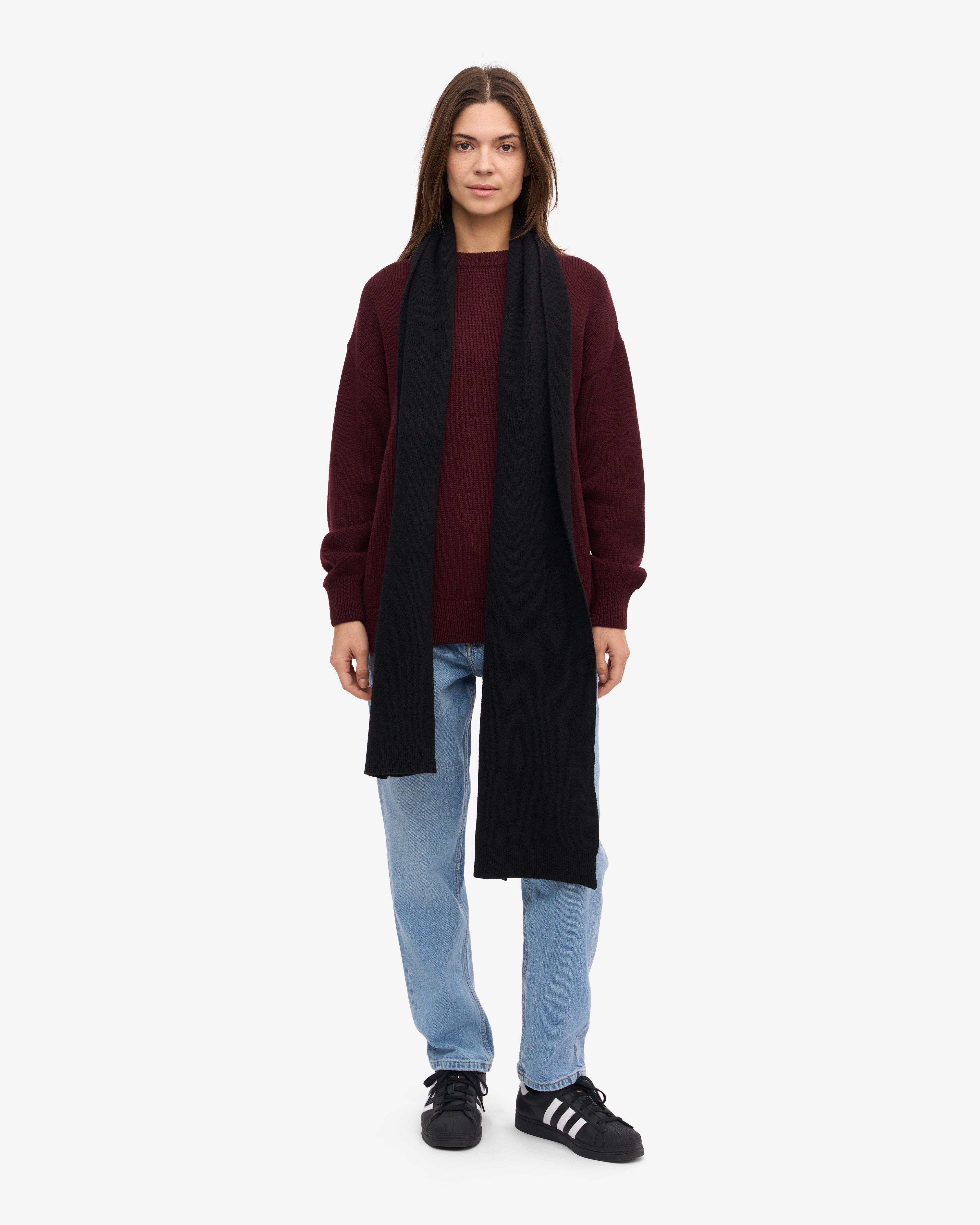 Premium Merino Wool Scarf for Men & Women - Ultra Soft Winter Accessory, Deep Black - Perfect for Cold Weather, Outdoor Activities & Fashion Layering
