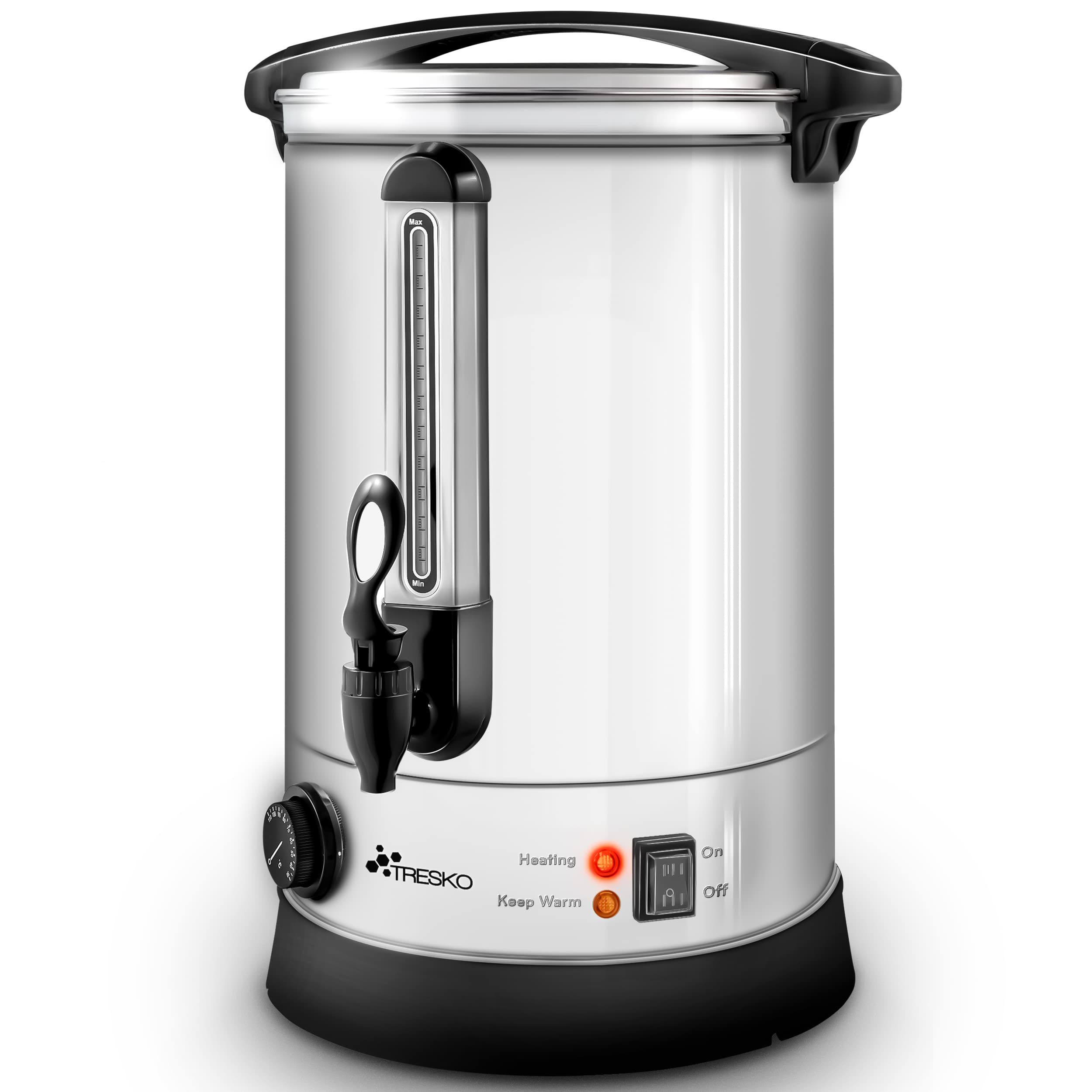 TRESKO® 10L 1500W Stainless Steel Automatic Mulled Wine Kettle - Hot Beverage Dispenser & Hot Water Distributor for Home, Restaurant & Party Use