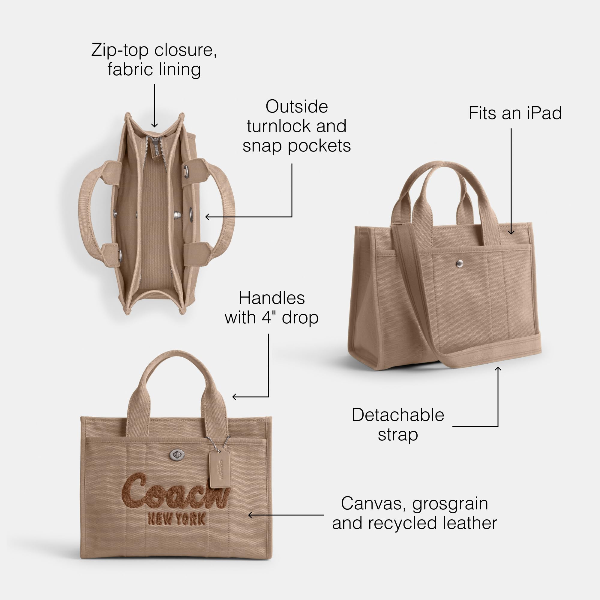 Coach Women's Cargo Tote Bag - Stylish & Spacious Leather Handbag for Work, Travel & Everyday Use | Perfect for Office, Commuting & Weekend Outings