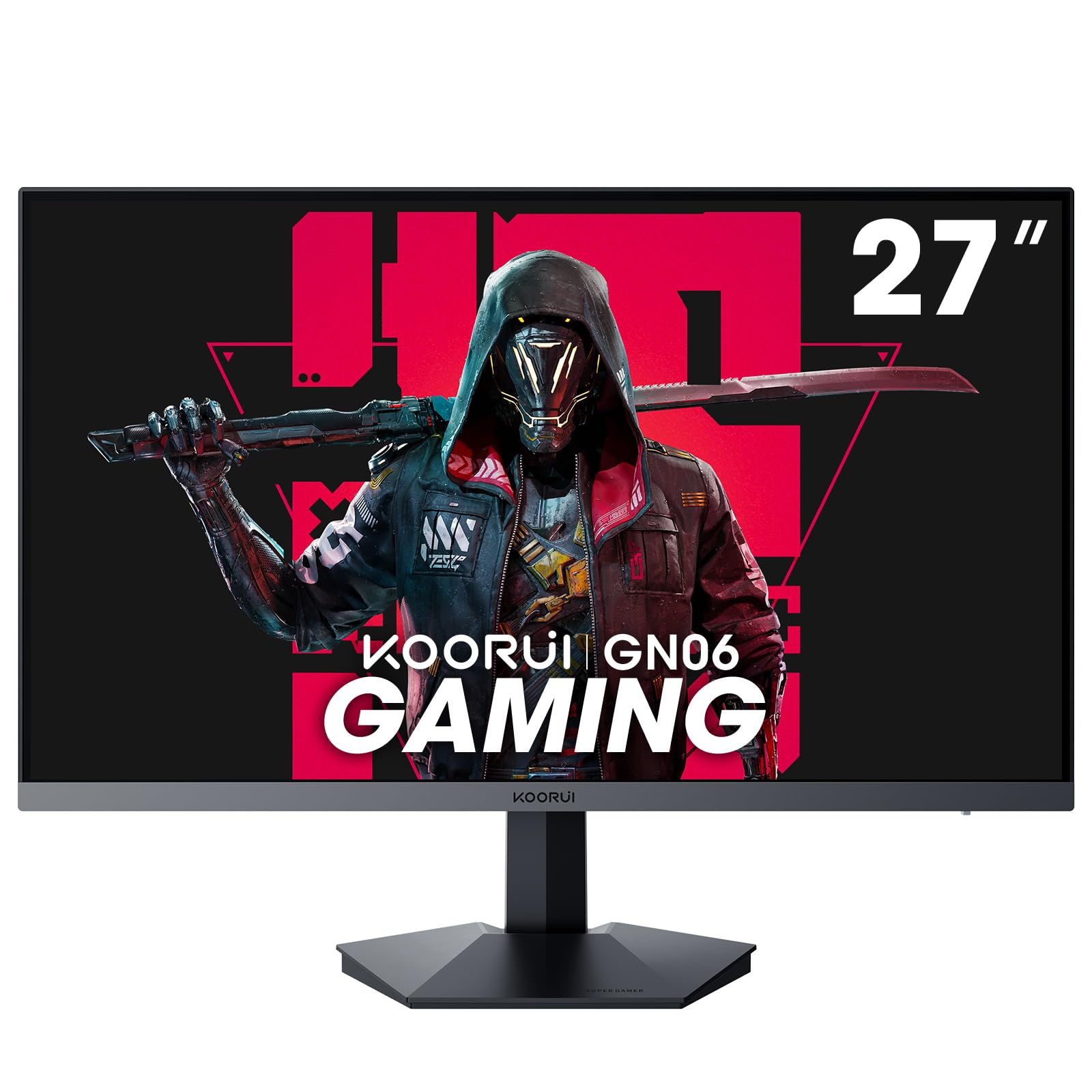 KOORUI 27 Inch Gaming Monitor 165Hz IPS FHD 1920x1080 1ms Response Time with Adaptive Sync, VESA Mountable, Tilt Adjustable, 2x HDMI 2.0 & DisplayPort 1.4 - Perfect for Esports, PC Gaming and Home Office Work (Black)