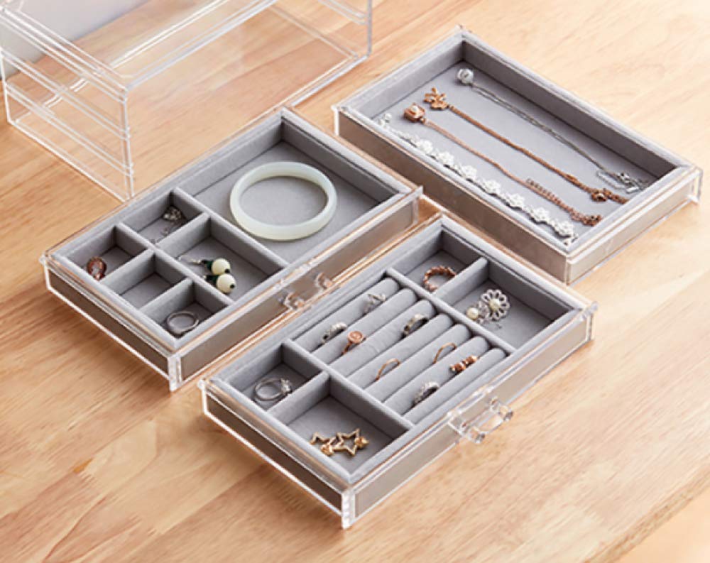 Velvet Jewelry Organizer Drawer - Stackable Jewelry Box Insert with Soft Fabric Trays | Perfect for Necklace, Ring & Earring Storage in Bedroom, Closet or Travel