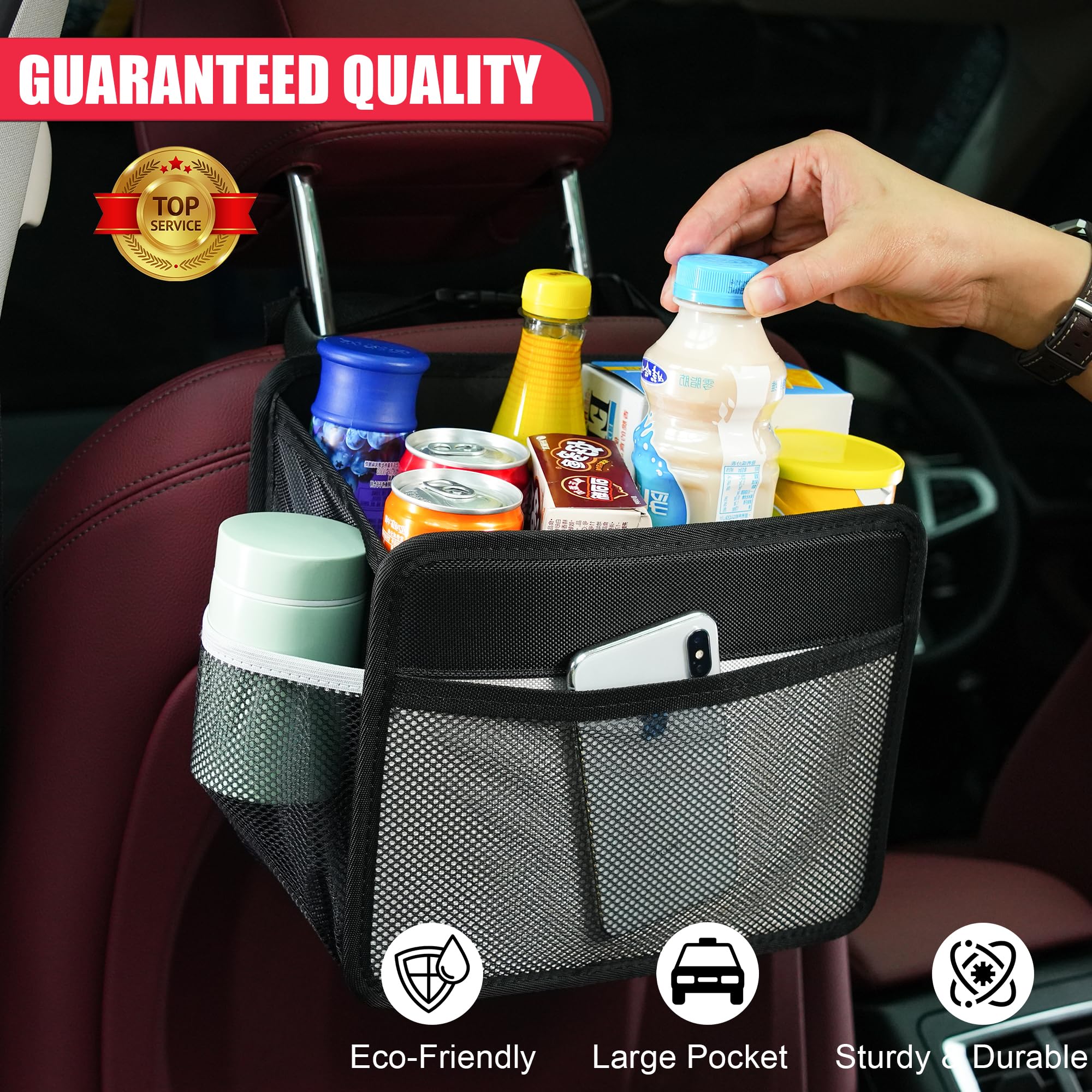 Premium 1680D Oxford Cloth Car Back Seat Organizer - Universal Hanging Storage Bag for Kids & Adults | Collapsible Car Organizer for Toys, Snacks & Travel Essentials | Perfect for Road Trips, Family Vacations & Daily Commutes