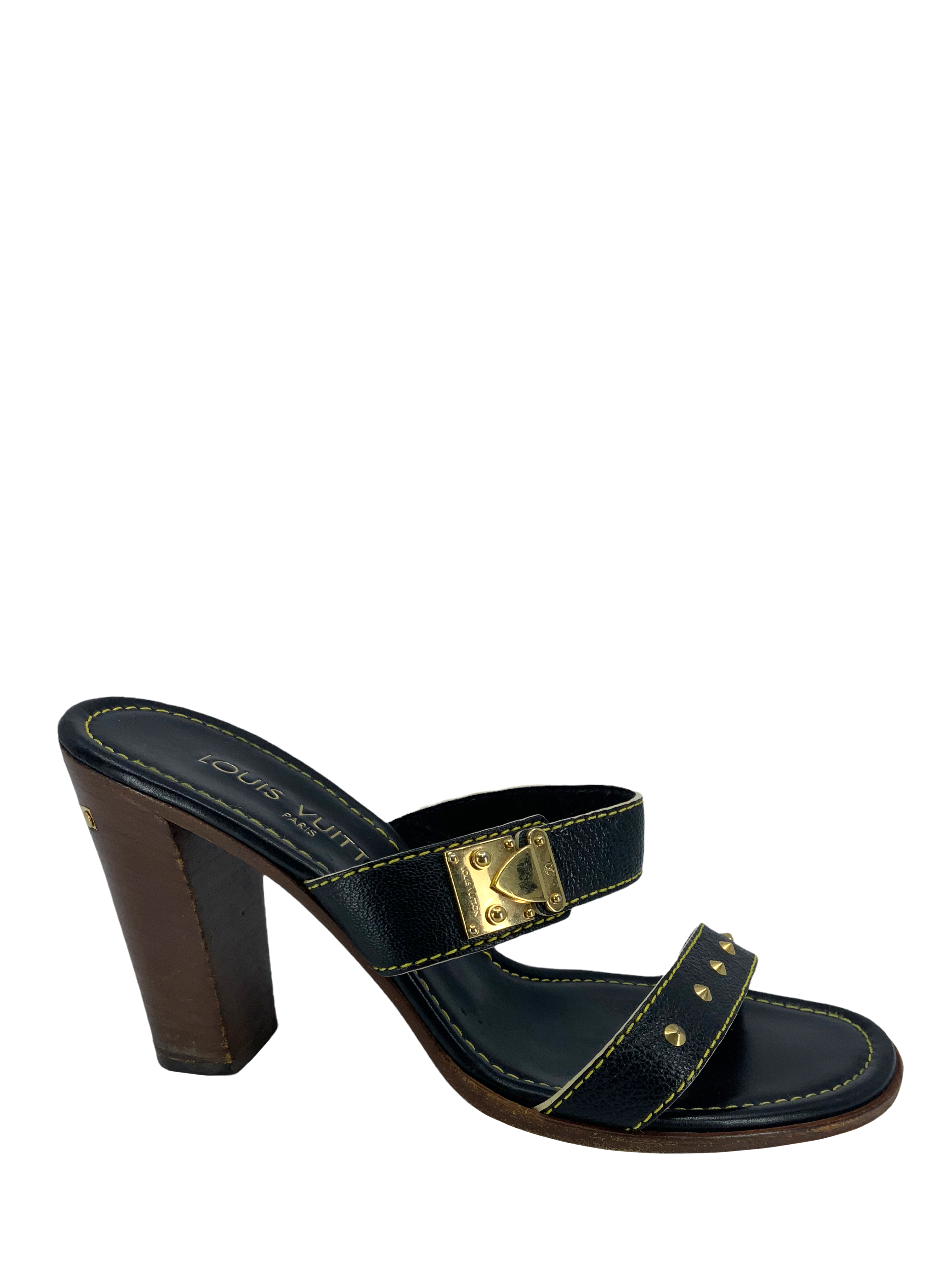 Authentic LOUIS VUITTON Suhali Leather Studded Sandals Women's Size 7.5 - Luxury Designer Heels for Parties, Weddings & Evening Events