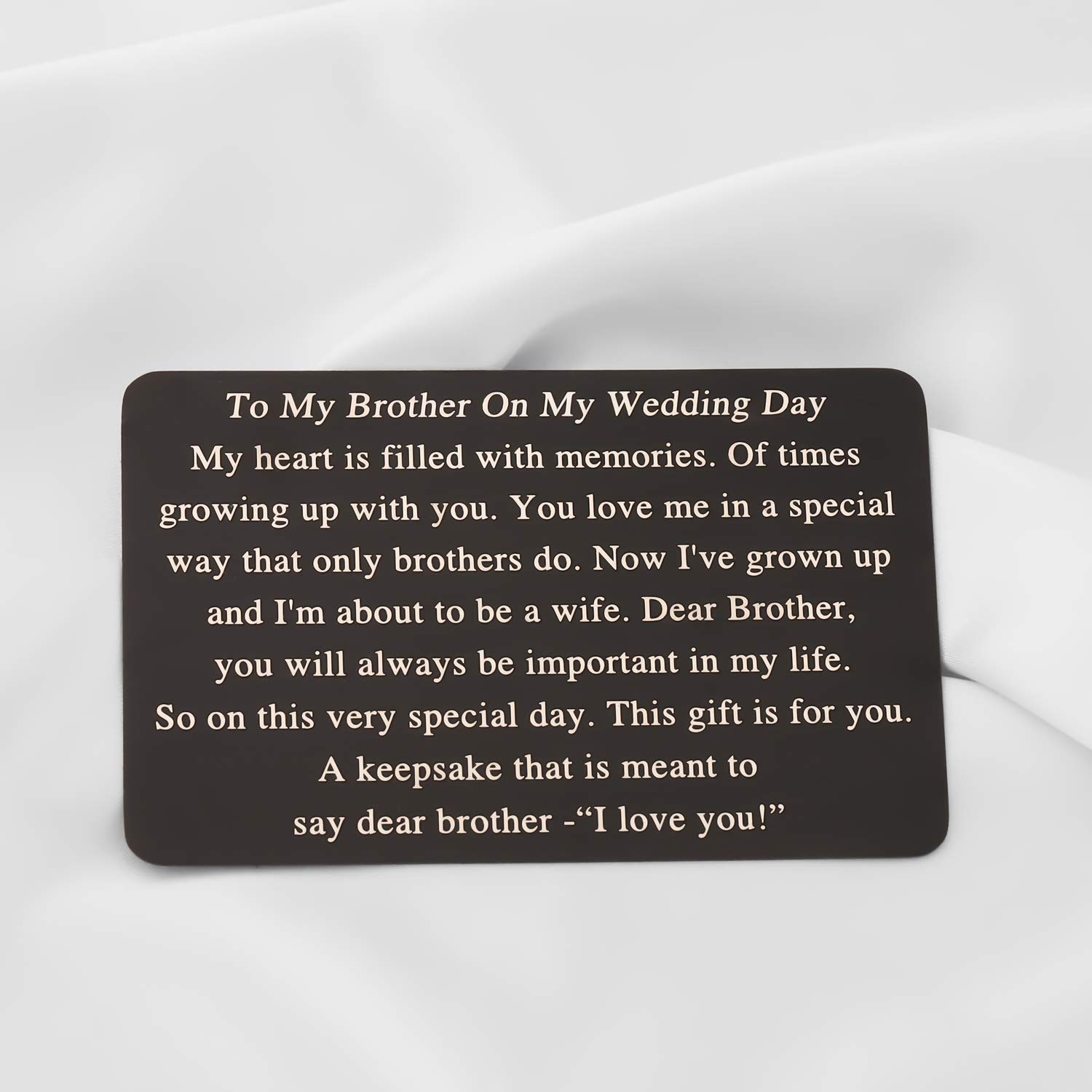Brother Metal Wallet Insert Card - Engraved Gift for Brother, Brother-in-Law, or Military Deployment - Black Stainless Steel Wallet Jewelry - Perfect for Weddings, Birthdays & Special Occasions