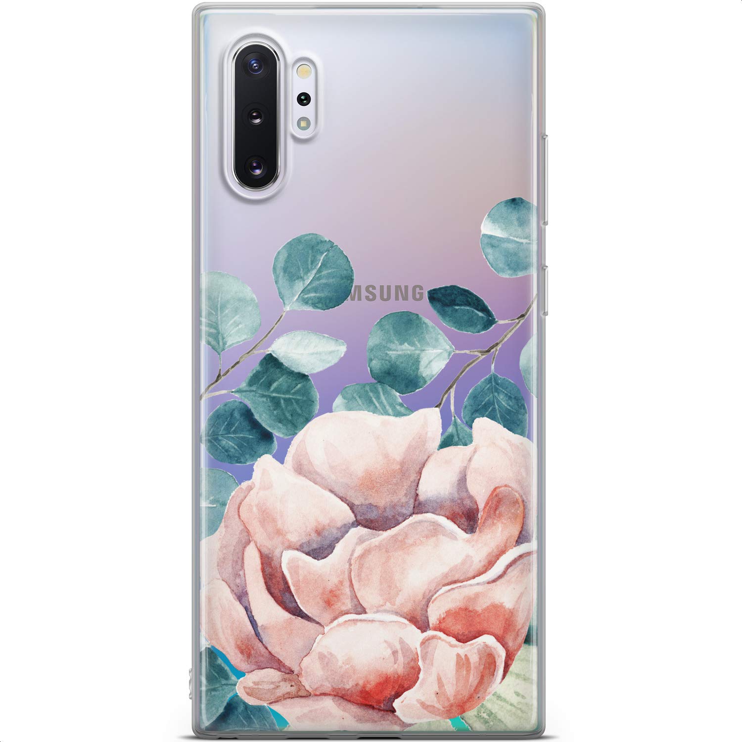 Samsung Galaxy S24 S23 Ultra S22 5G Plus S21 FE S20 S10 Phone Case - Flexible TPU Protective Cover with Floral Succulent Eucalyptus Design - Slim Lightweight Clear Silicone Case for Everyday Use & Travel Protection