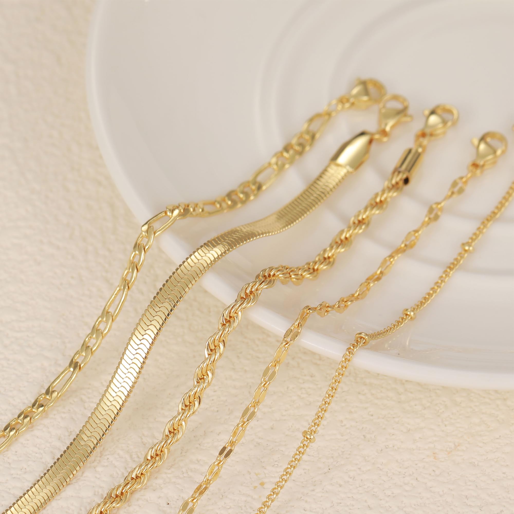 14K Gold Plated Women's Bracelet Set - Trendy Dainty Tennis Beaded Paperclip Link Cuban Chain Stackable Bracelets for Women | Elegant Jewelry Gift for Her | Perfect for Daily Wear, Office, Parties & Special Occasions