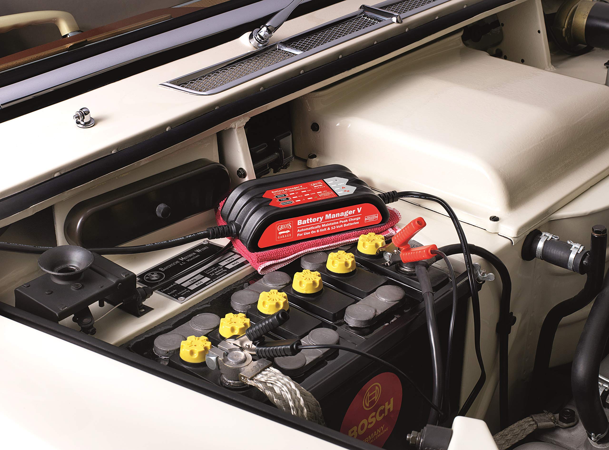 Griot's Garage 92232 Advanced Battery Maintainer & Charger - 12V Smart Car Battery Tender for Long-Term Storage, Motorcycles, ATVs, Boats & Seasonal Vehicles