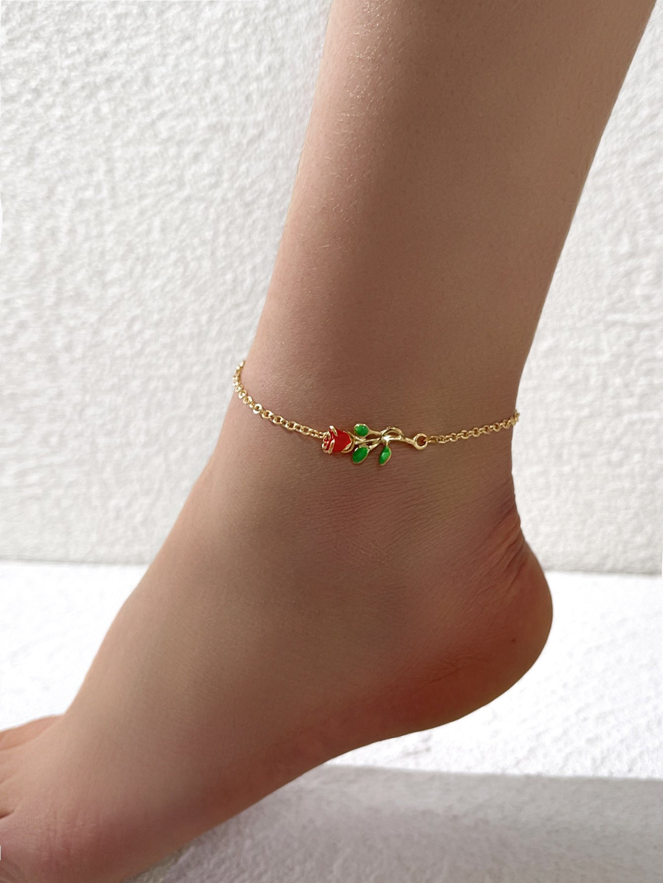 Personalized Rose Flower Anklet - Adjustable Foot Jewelry for Women, Boho Beach Wedding Accessories | Perfect for Summer Festivals, Vacations and Bridal Shower Gifts