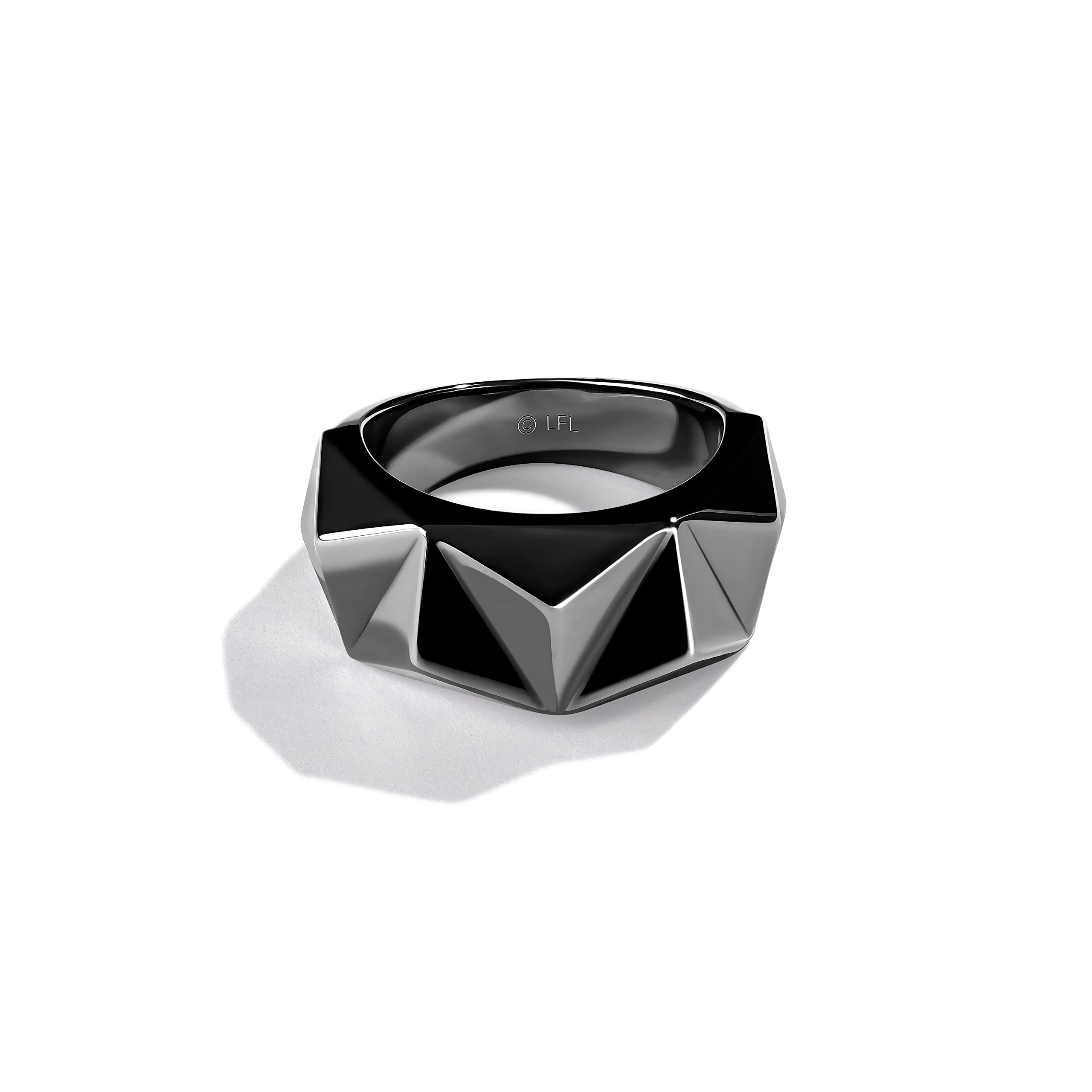 Star Wars™ Dark Armor Ring for Women - Sterling Silver & Black Rhodium Band | Fine Jewelry Gift Box | Perfect for Cosplay, Collectors & Sci-Fi Fans