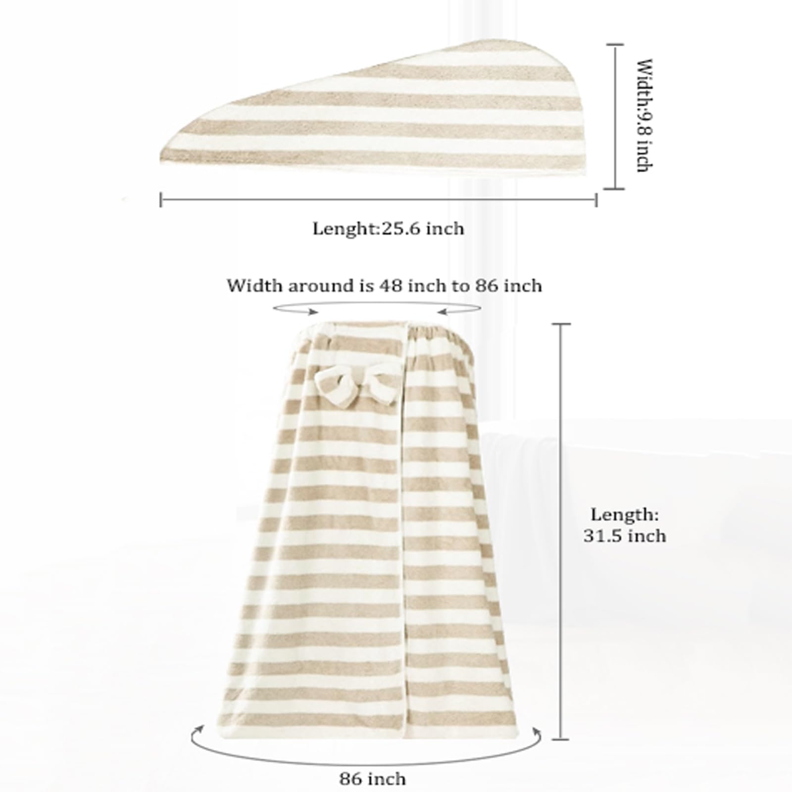 Plus Size Women's Towel Wrap (XXL-XXXXL) - Lightweight Spa Bathrobe & Adjustable Shower Wrap with Hair Drying Towel Set - Soft Comfortable Bath Towel Body Wrap for Women - Perfect for Spa, Beach, Pool & Home Relaxation