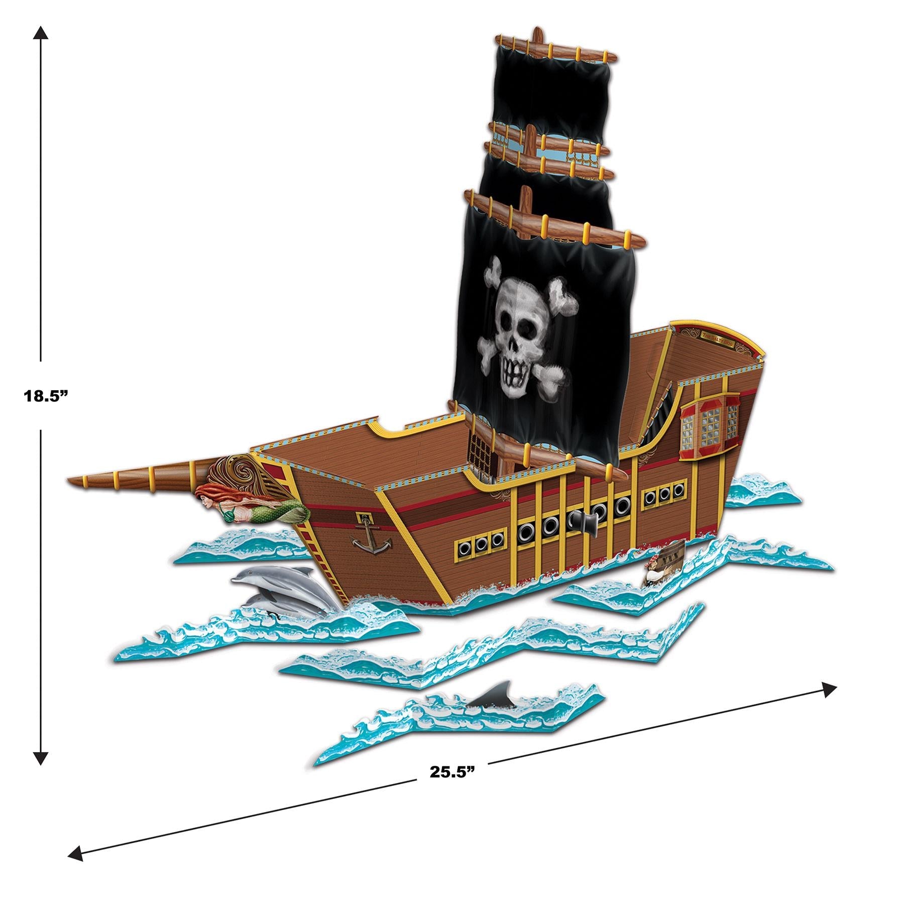 12 Pack Beistle 3D Pirate Ship Party Decorations - Perfect for Pirate Themed Birthday Parties, Baby Showers & Halloween Decor