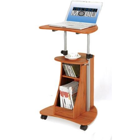 Rolling Laptop Cart with Storage - Adjustable Mobile Computer Desk for Office & Home Use in Multiple Finishes | Perfect for Classrooms, Hospitals & Workspaces