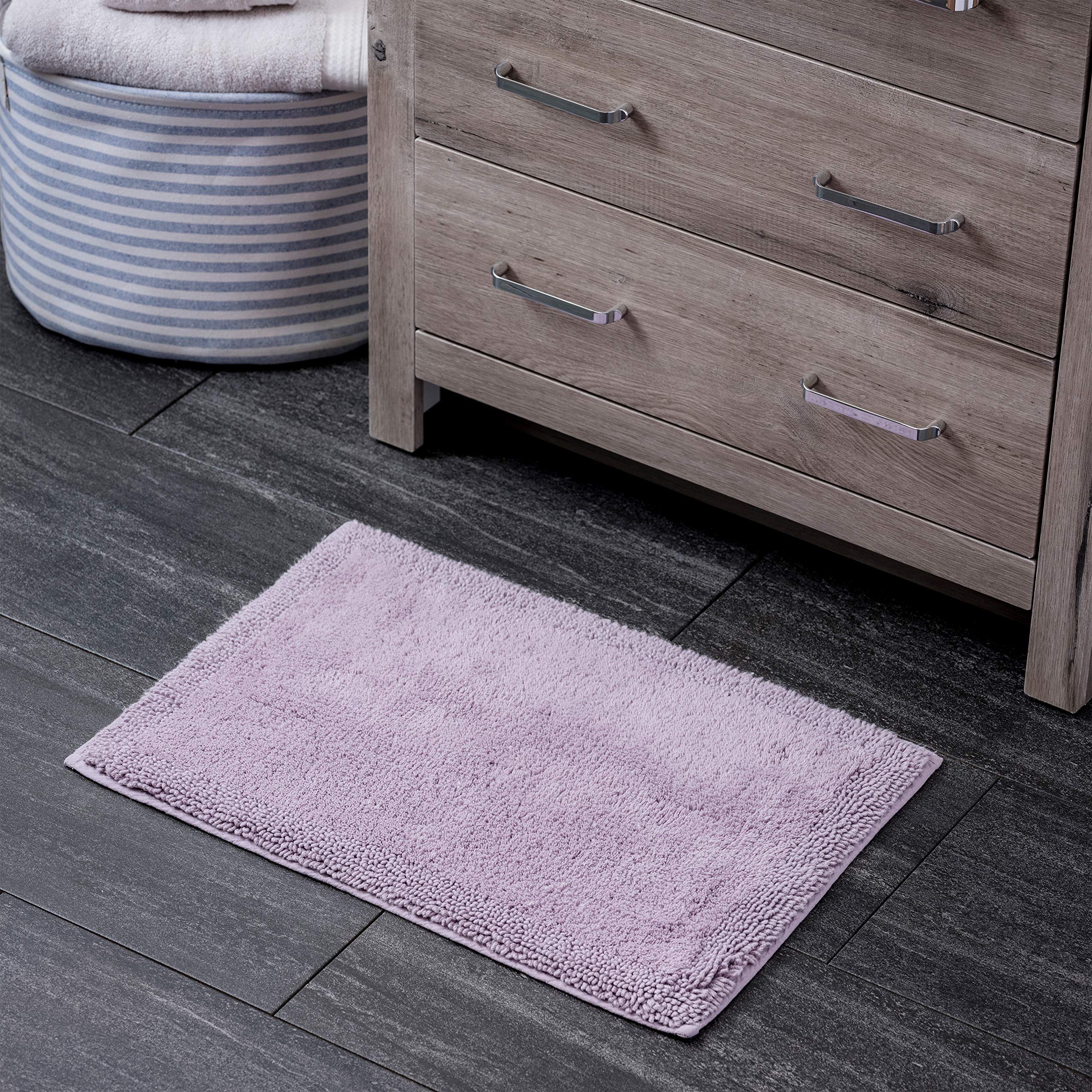 Welhome 100% Turkish Cotton Bath Mat - Ultra Soft & Absorbent Luxury Bathroom Rug for Spa & Hotel Style - 17