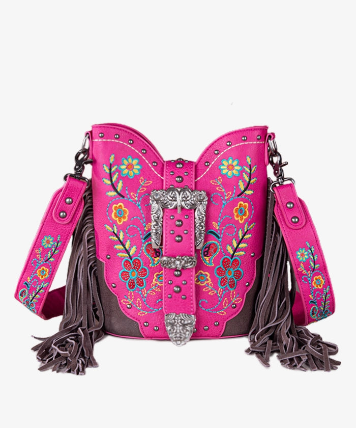 Montana West Floral Crossbody Bag for Women - Stylish Leather Shoulder Purse with Buckle Detail, Perfect for Daily Use, Travel & Shopping