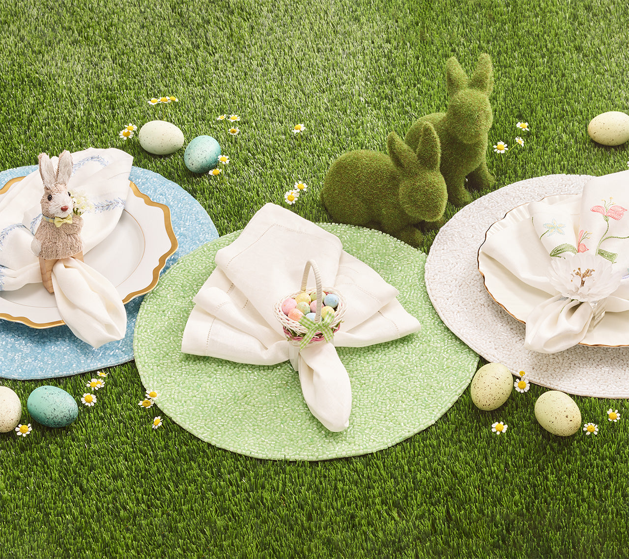 Easter Bunny Napkin Rings Set of 4 - Colorful Spring Table Decor for Easter Brunch & Holiday Dinner Parties