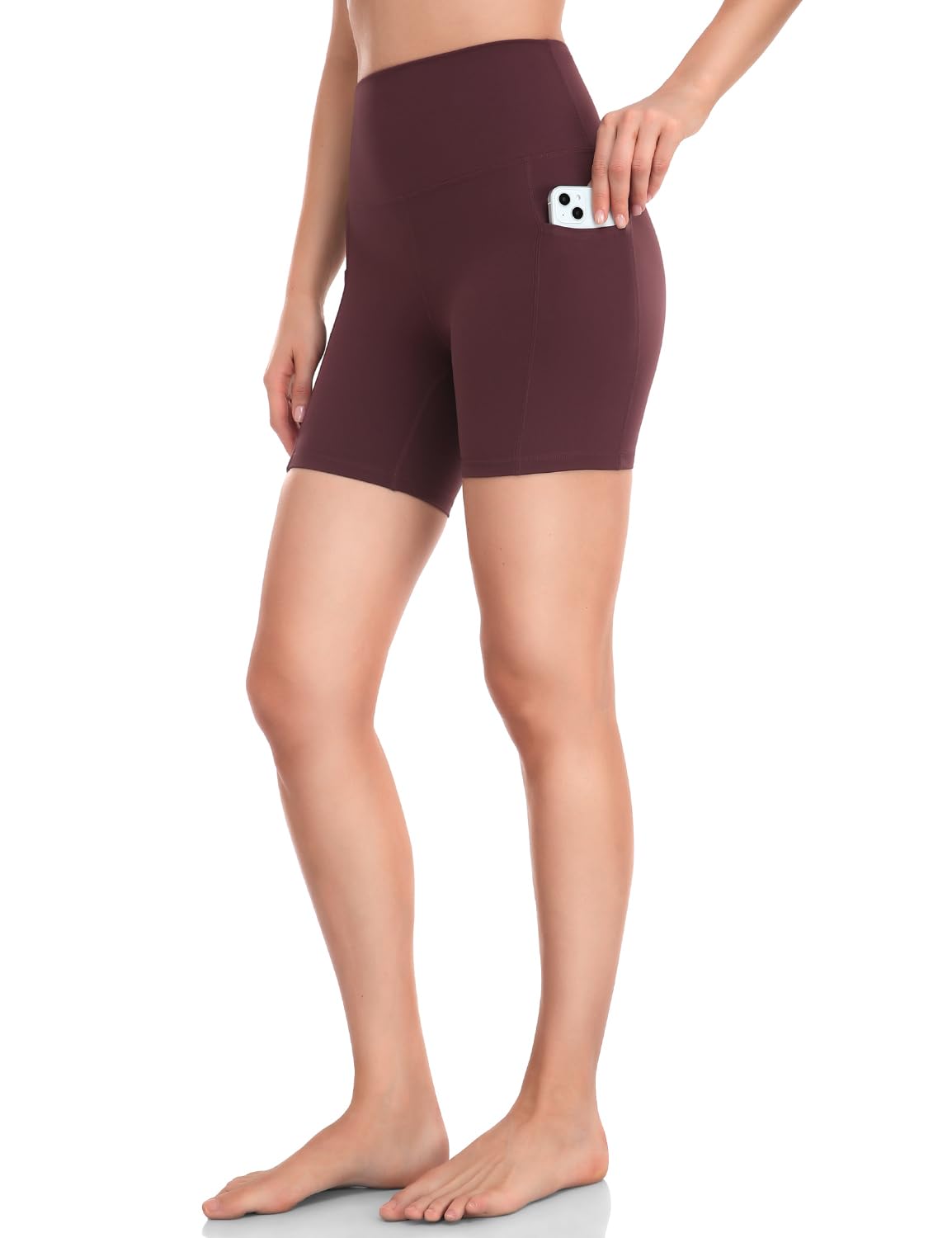 HeyNuts Women's High Waist Compression Yoga Shorts with Side Pockets - 4
